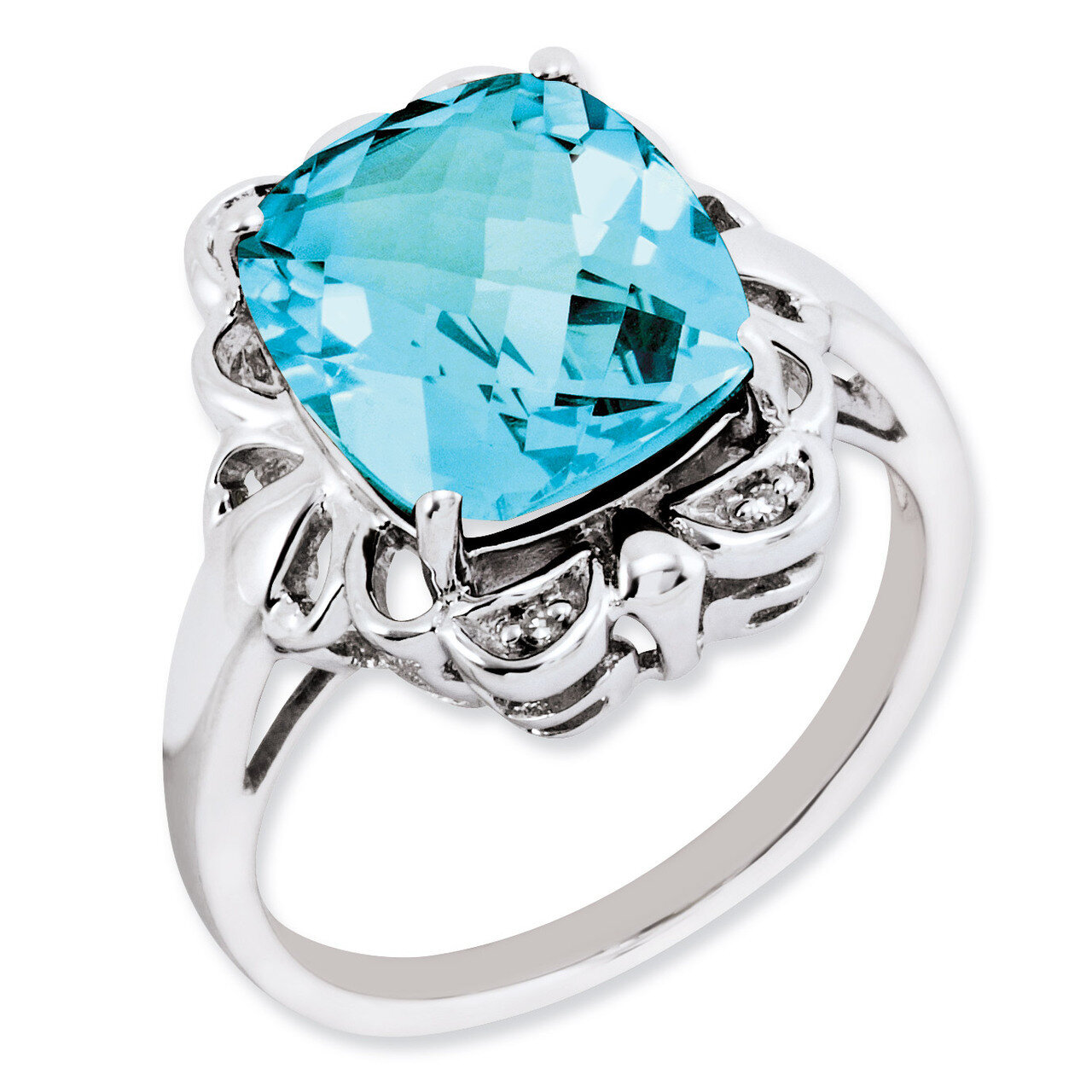 Blue Topaz & Diamond Ring Sterling Silver QR2925BT