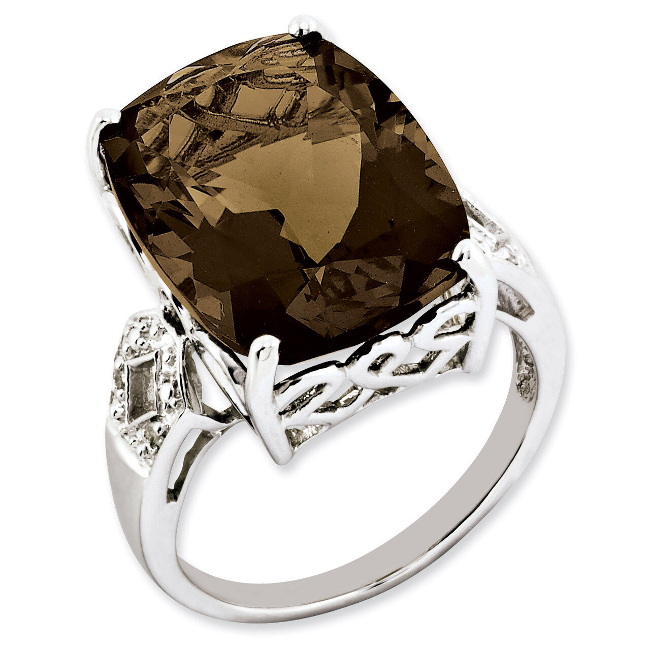 Smoky Quartz &amp; Diamond Ring Sterling Silver QR2926SQ, MPN: QR2926SQ, 883957613284
