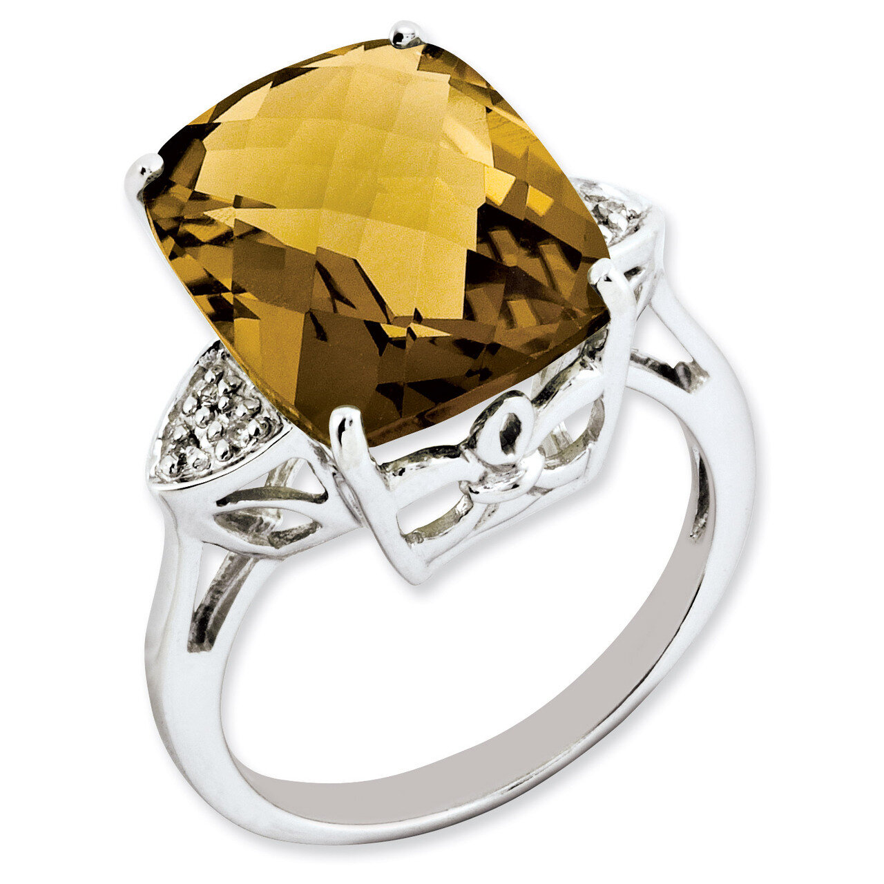 Whiskey Quartz &amp; Diamond Ring Sterling Silver QR2932WQ, MPN: QR2932WQ, 883957360294