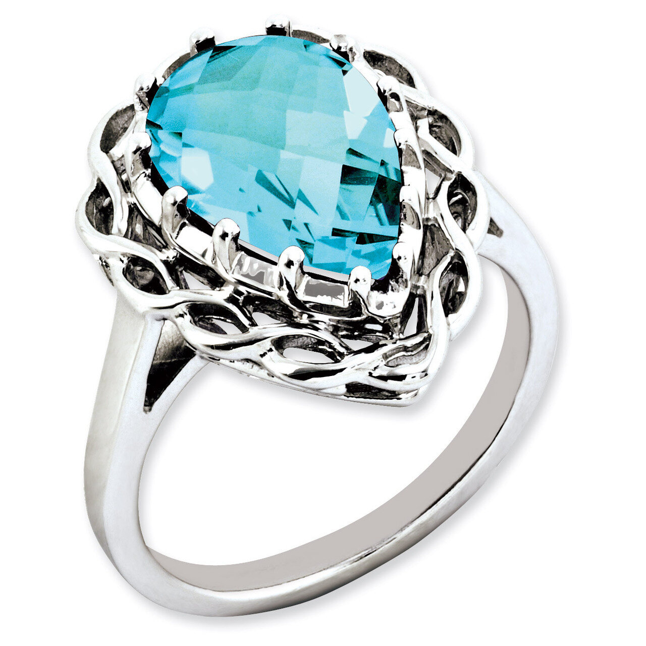 Light Swiss Blue Topaz Ring Sterling Silver QR2946LSBT, MPN: QR2946LSBT, 883957360461