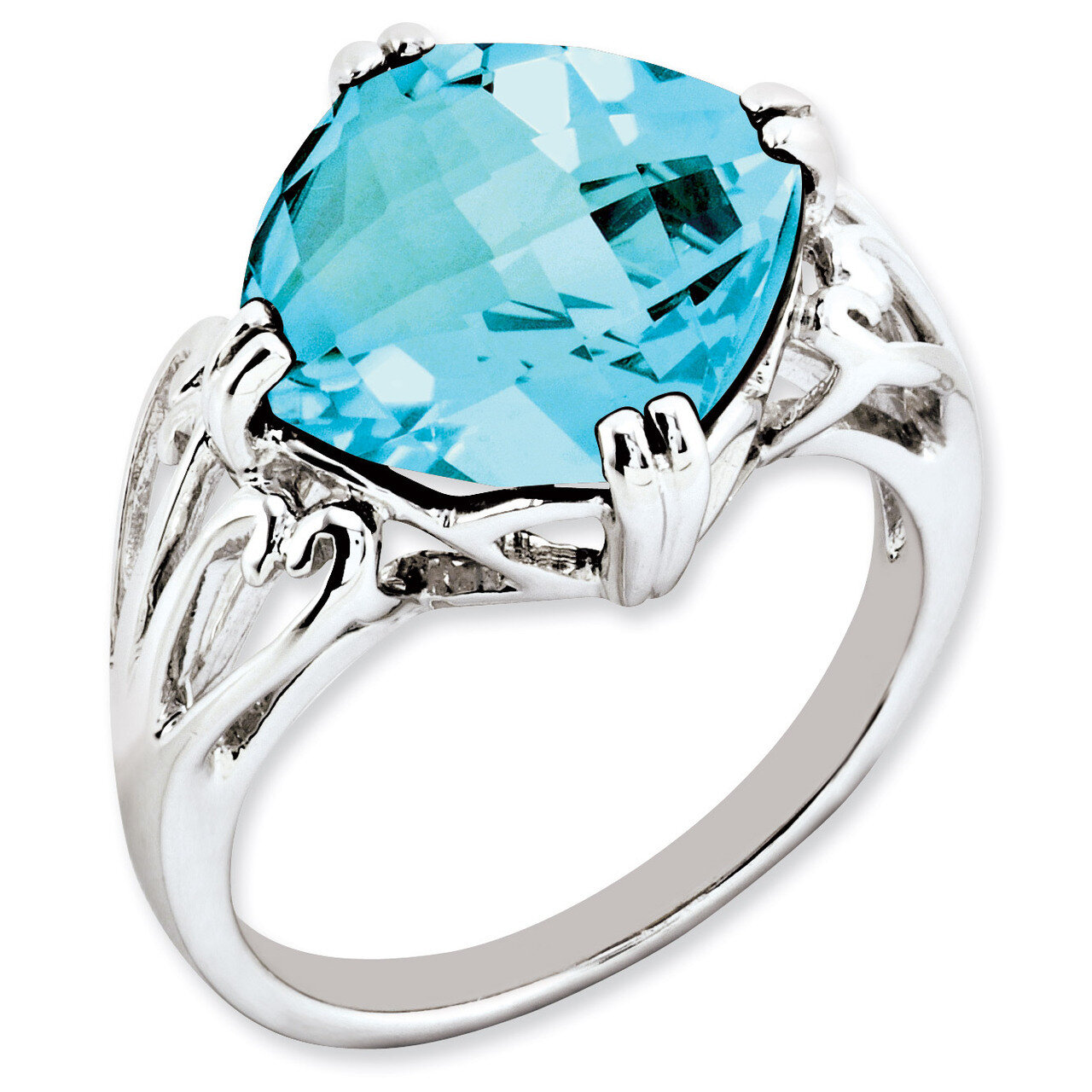 Blue Topaz Ring Sterling Silver QR2951BT, MPN: QR2951BT, 883957360515
