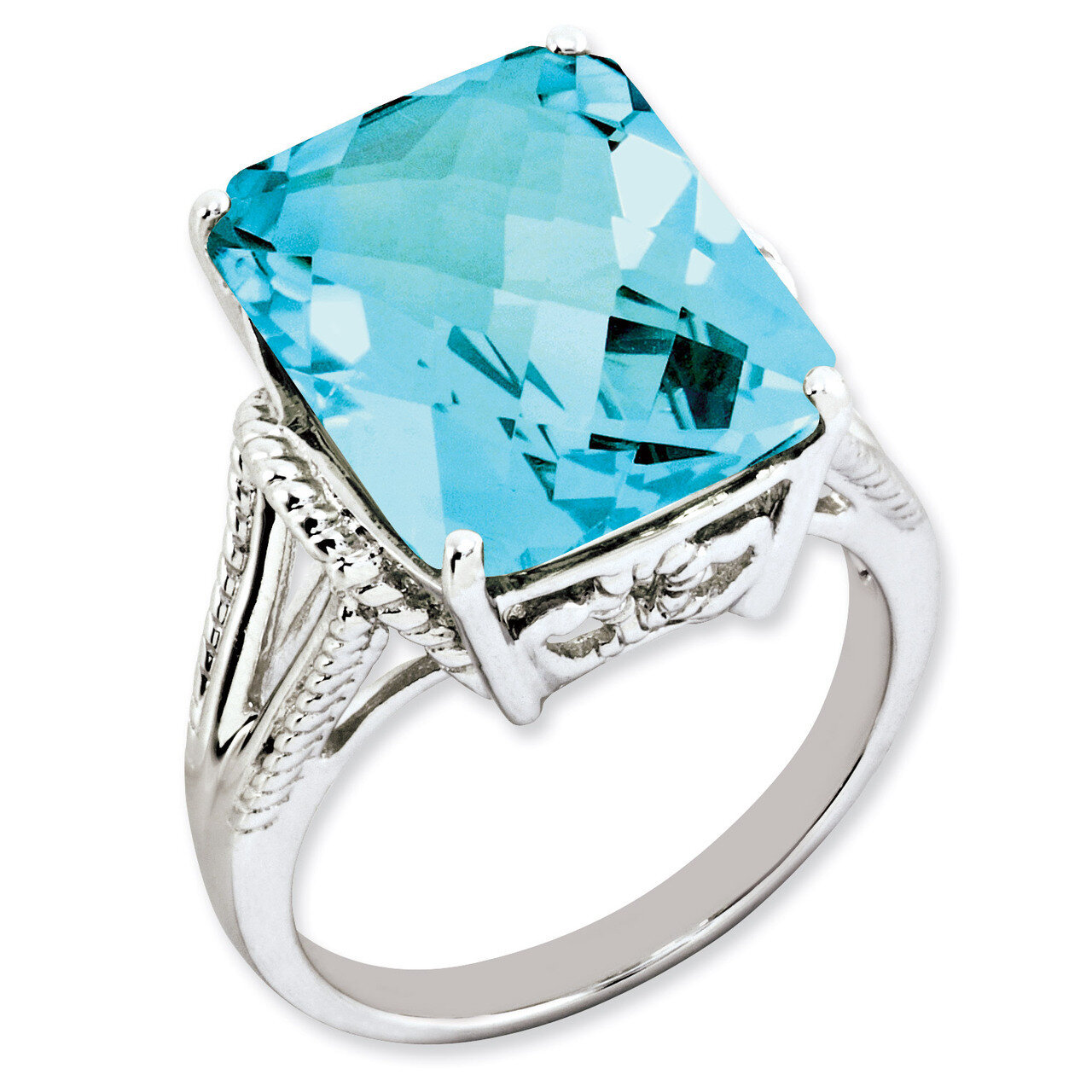 Blue Topaz Ring Sterling Silver QR2953BT, MPN: QR2953BT, 883957360607