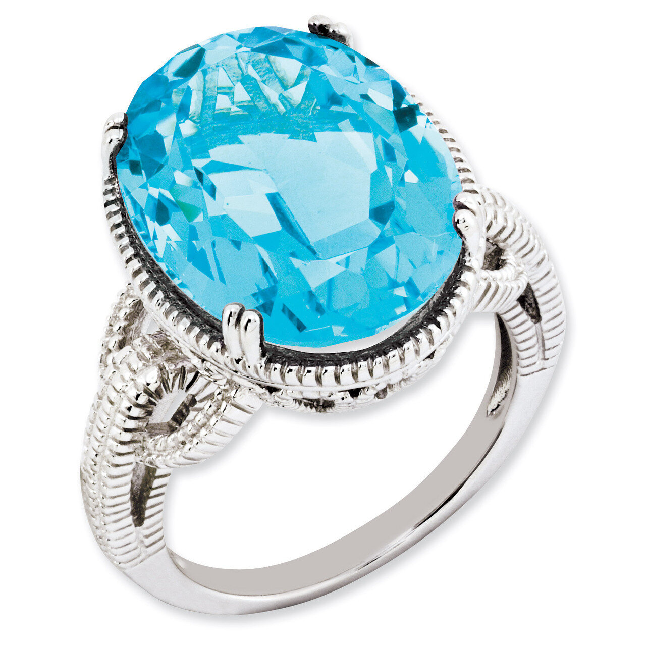 Blue Topaz Ring Sterling Silver QR2954BT, MPN: QR2954BT, 886774198385