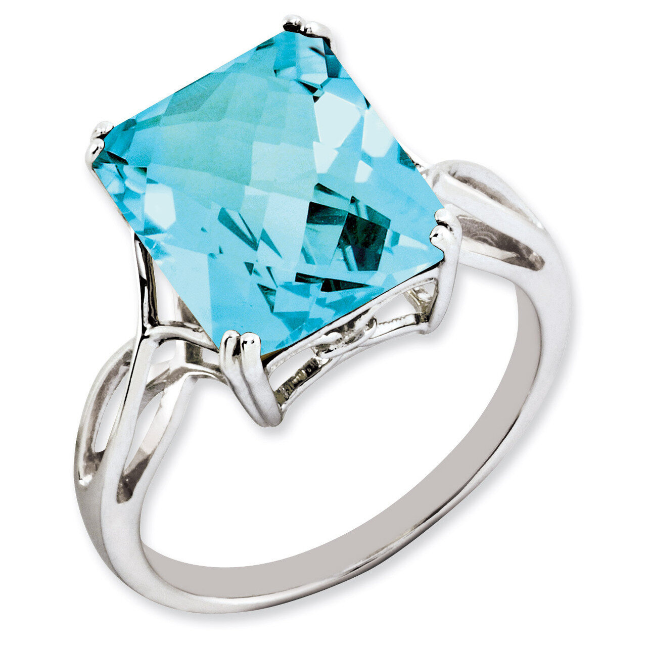 Blue Topaz Ring Sterling Silver QR2955BT, MPN: QR2955BT, 883957617329