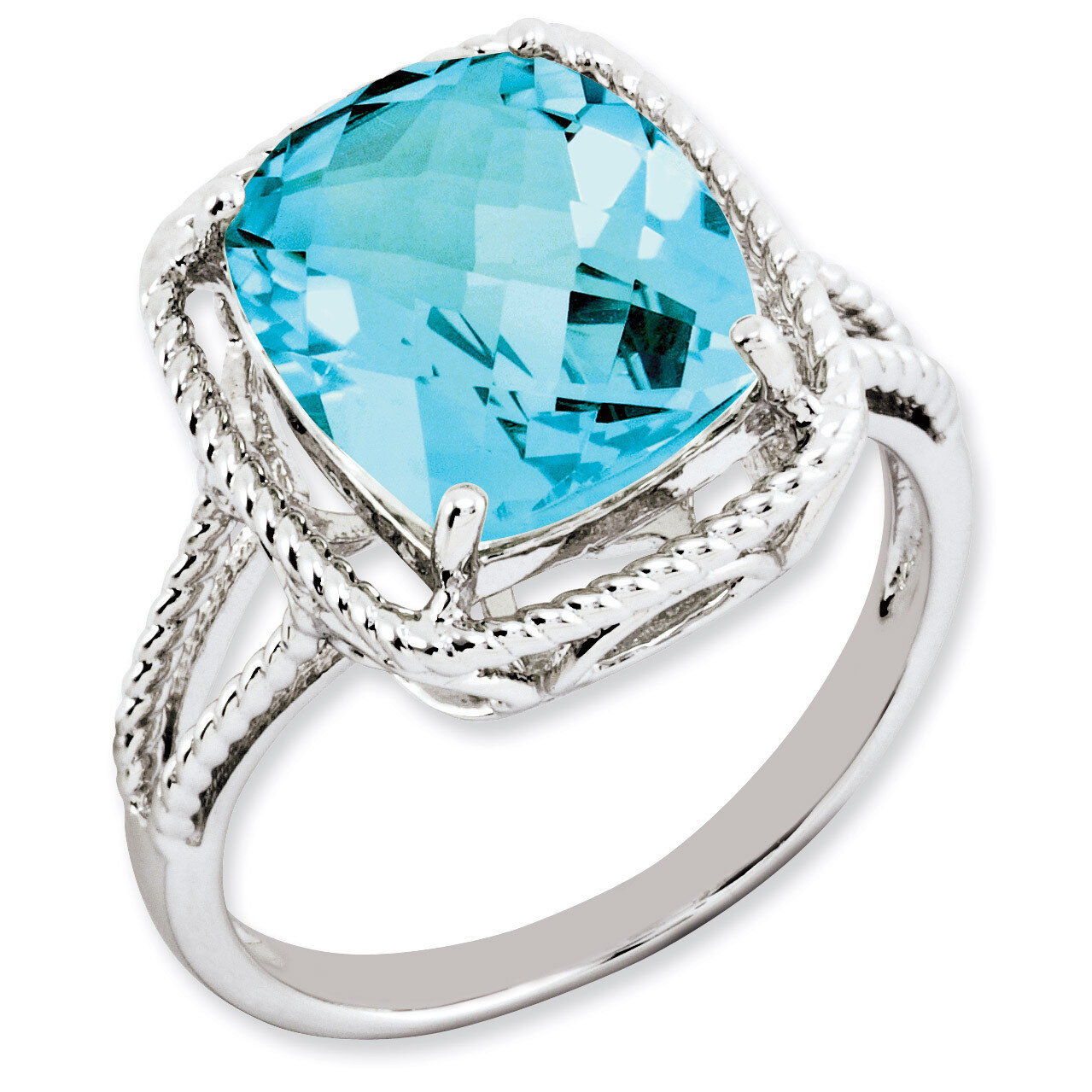 Blue Topaz Ring Sterling Silver QR2956BT, MPN: QR2956BT, 883957617503