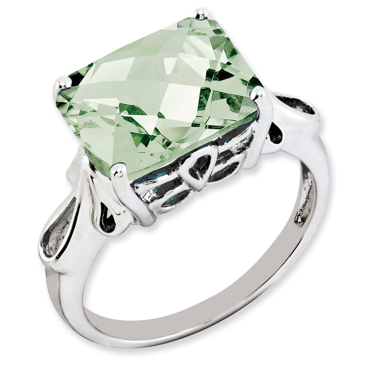 Octagonal Green Quartz Ring Sterling Silver QR2958AG, MPN: QR2958AG, 883957360713
