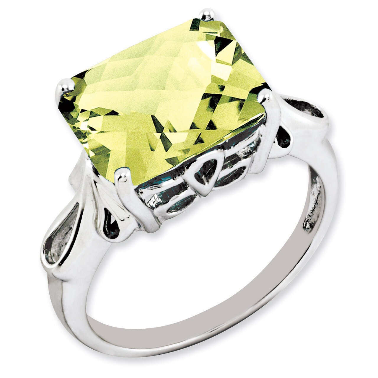 Octagonal Lemon Quartz Ring Sterling Silver QR2958LQ