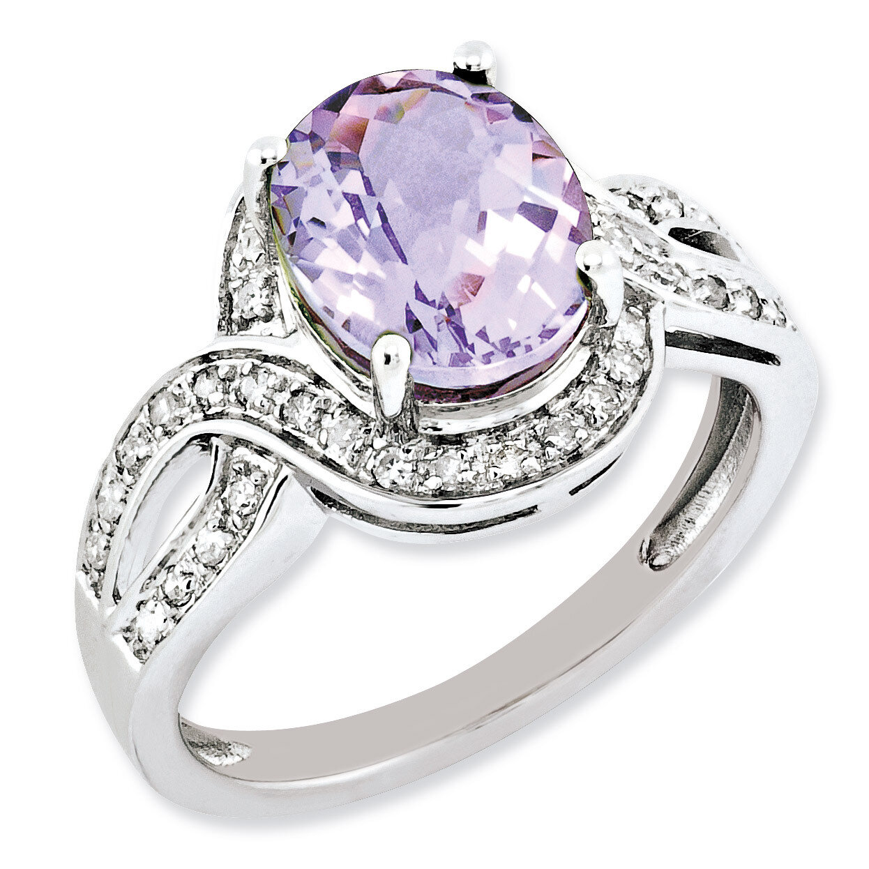 Pink Quartz Ring Sterling Silver Diamond QR3036PQ, MPN: QR3036PQ, 883957361147