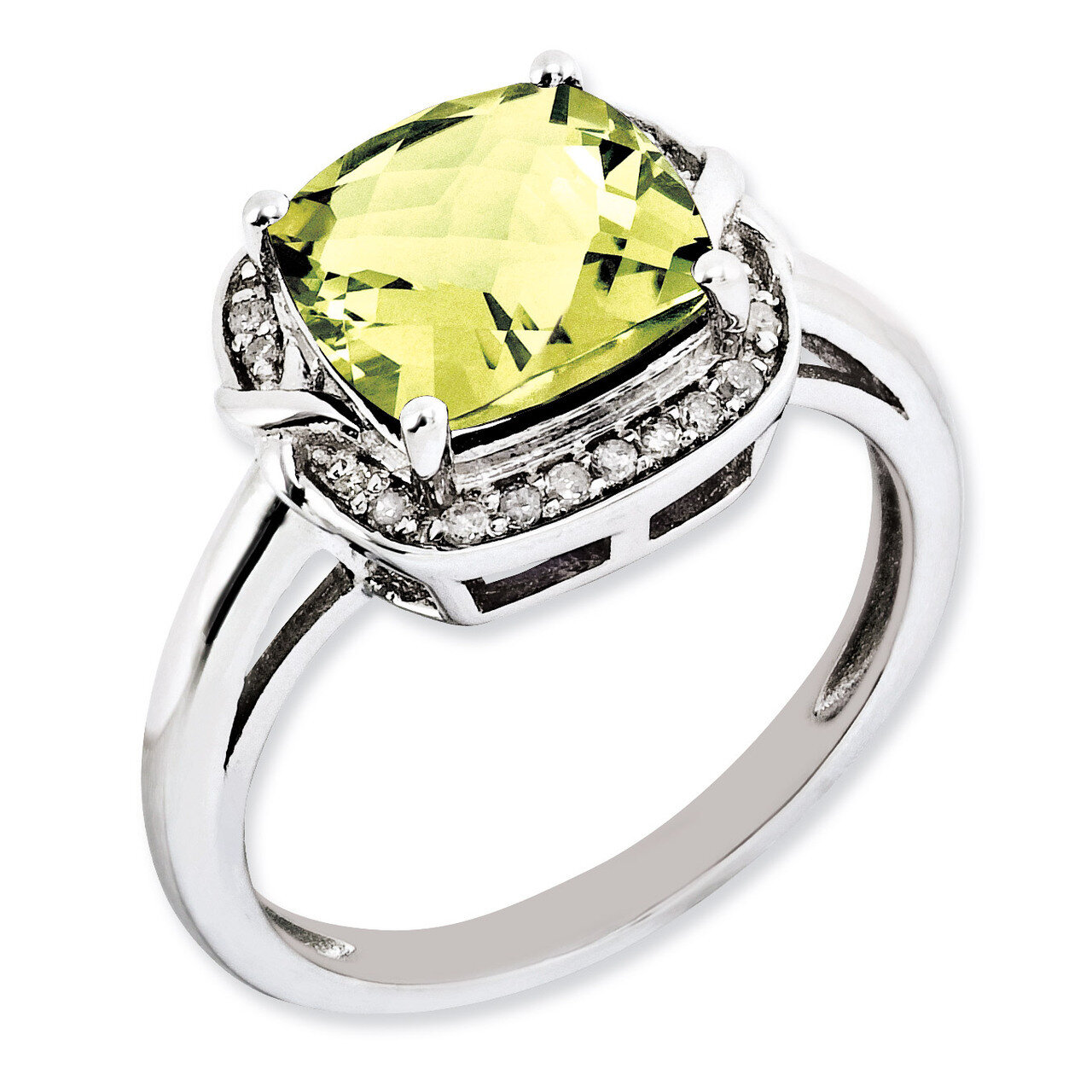 Lemon Quartz Ring Sterling Silver Diamond QR3039LQ, MPN: QR3039LQ, 883957628707
