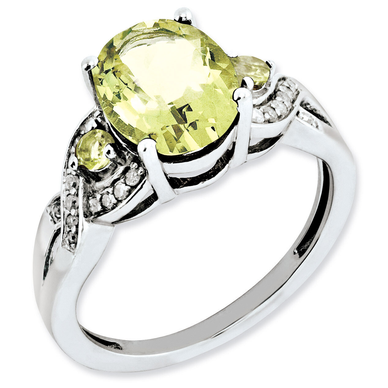 Oval Diamond &amp; Lemon Quartz Ring Sterling Silver QR3041LQ, MPN: QR3041LQ, 883957403304