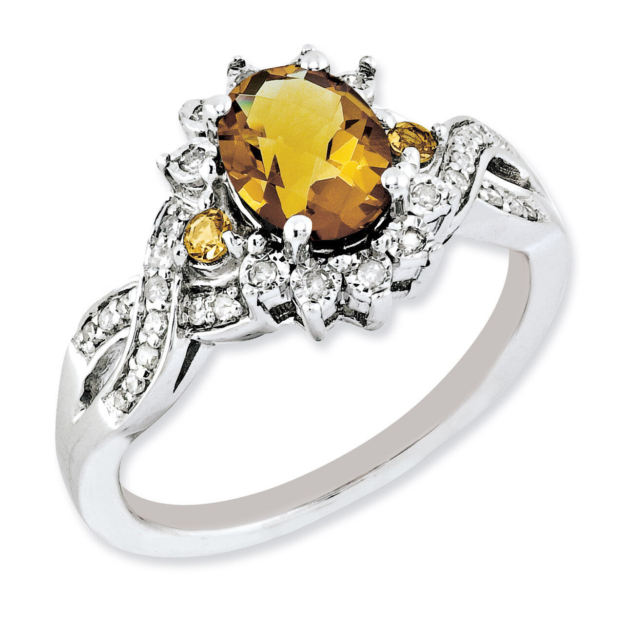 Whiskey Quartz Ring Sterling Silver Diamond QR3045WQ, MPN: QR3045WQ, 883957177465
