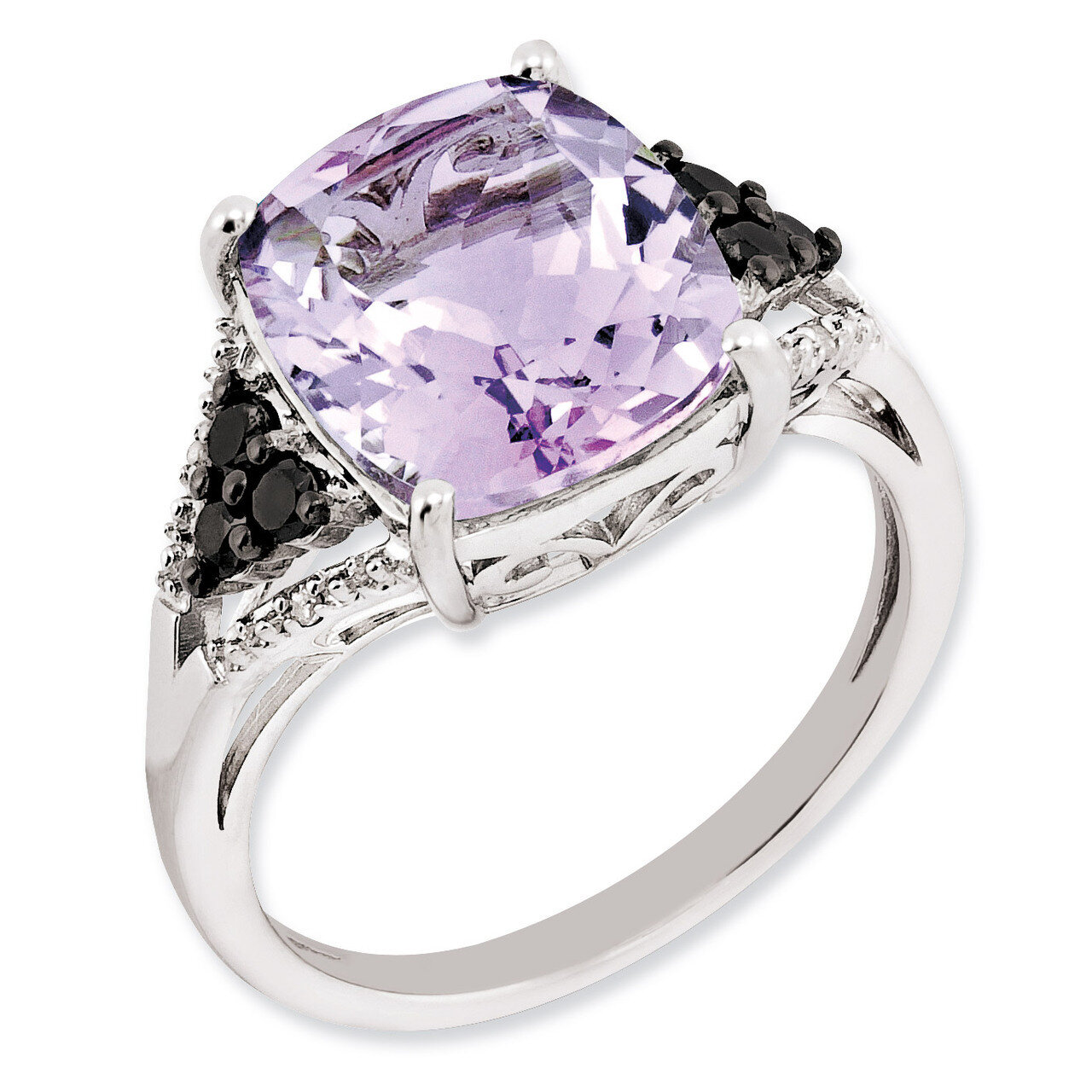 Pink Quartz Ring Sterling Silver Diamond QR3049PQ