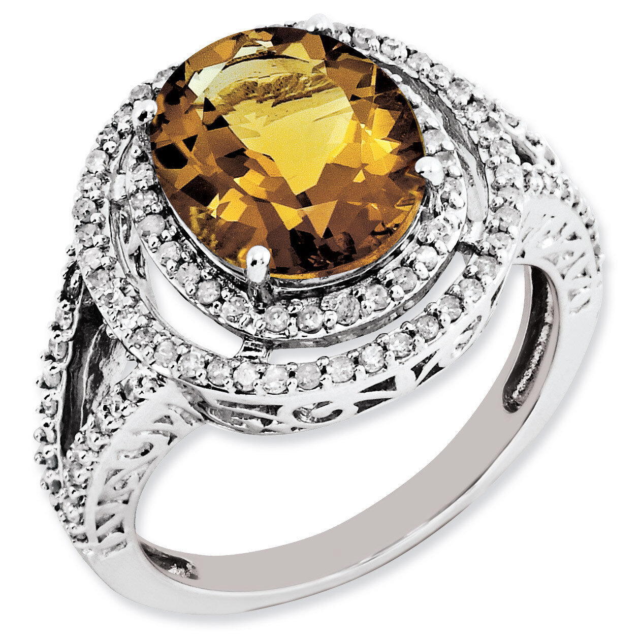 Whiskey Quartz Ring Sterling Silver Diamond QR3053WQ, MPN: QR3053WQ, 883957362021