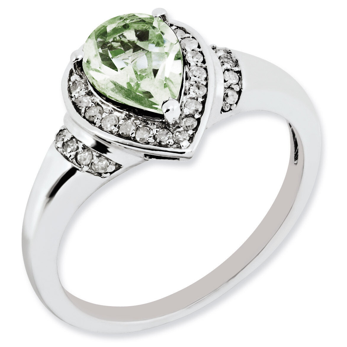 Green Quartz Ring Sterling Silver Diamond QR3054AG