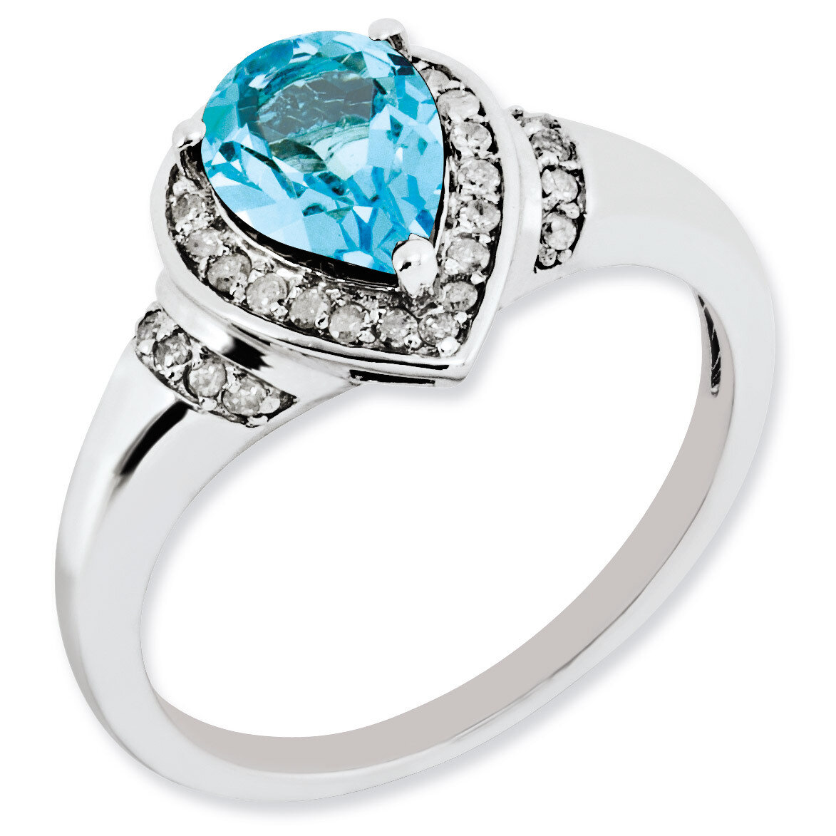 Blue Topaz &amp; Diamond Ring Sterling Silver QR3054BT, MPN: QR3054BT, 883957362038