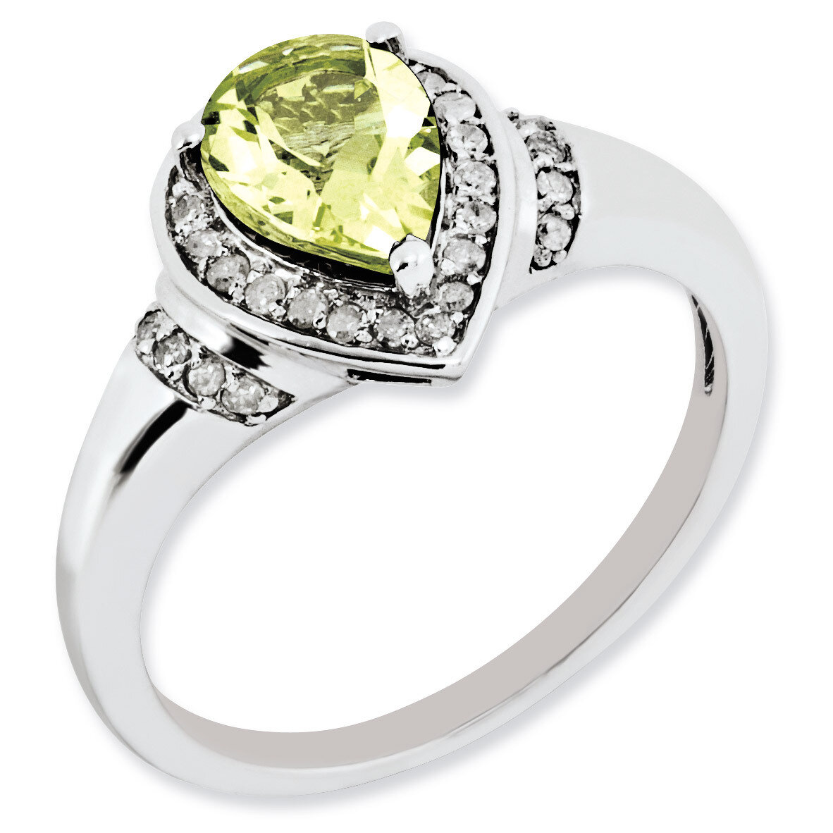 Lemon Quartz Ring Sterling Silver Diamond QR3054LQ, MPN: QR3054LQ, 883957154497