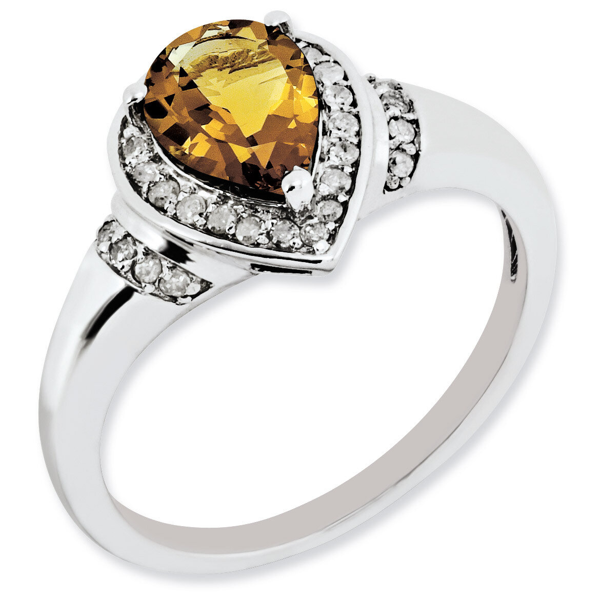 Whiskey Quartz Ring Sterling Silver Diamond QR3054WQ, MPN: QR3054WQ, 883957155227