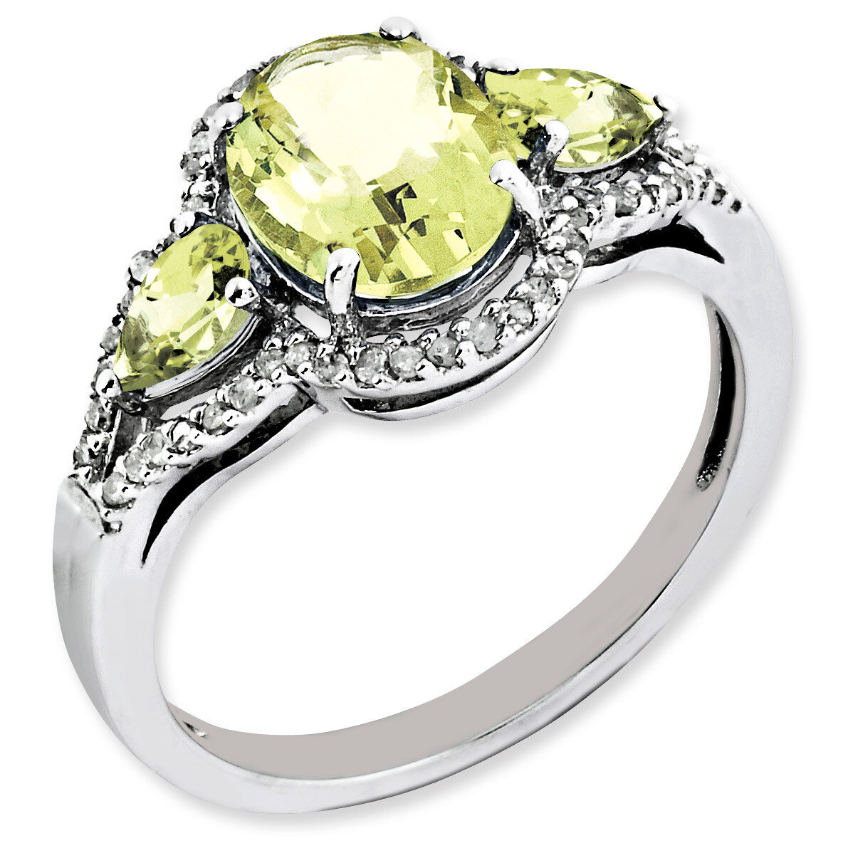Oval Diamond &amp; Lemon Quartz Ring Sterling Silver QR3057LQ, MPN: QR3057LQ, 883957462967