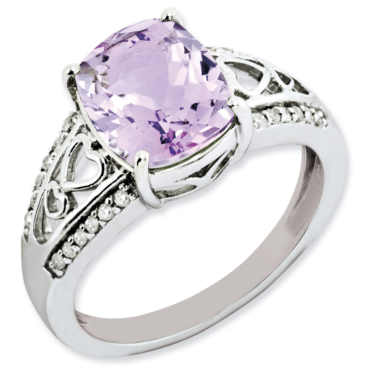 Pink Quartz Ring Sterling Silver Diamond QR3059PQ, MPN: QR3059PQ, 883957167565