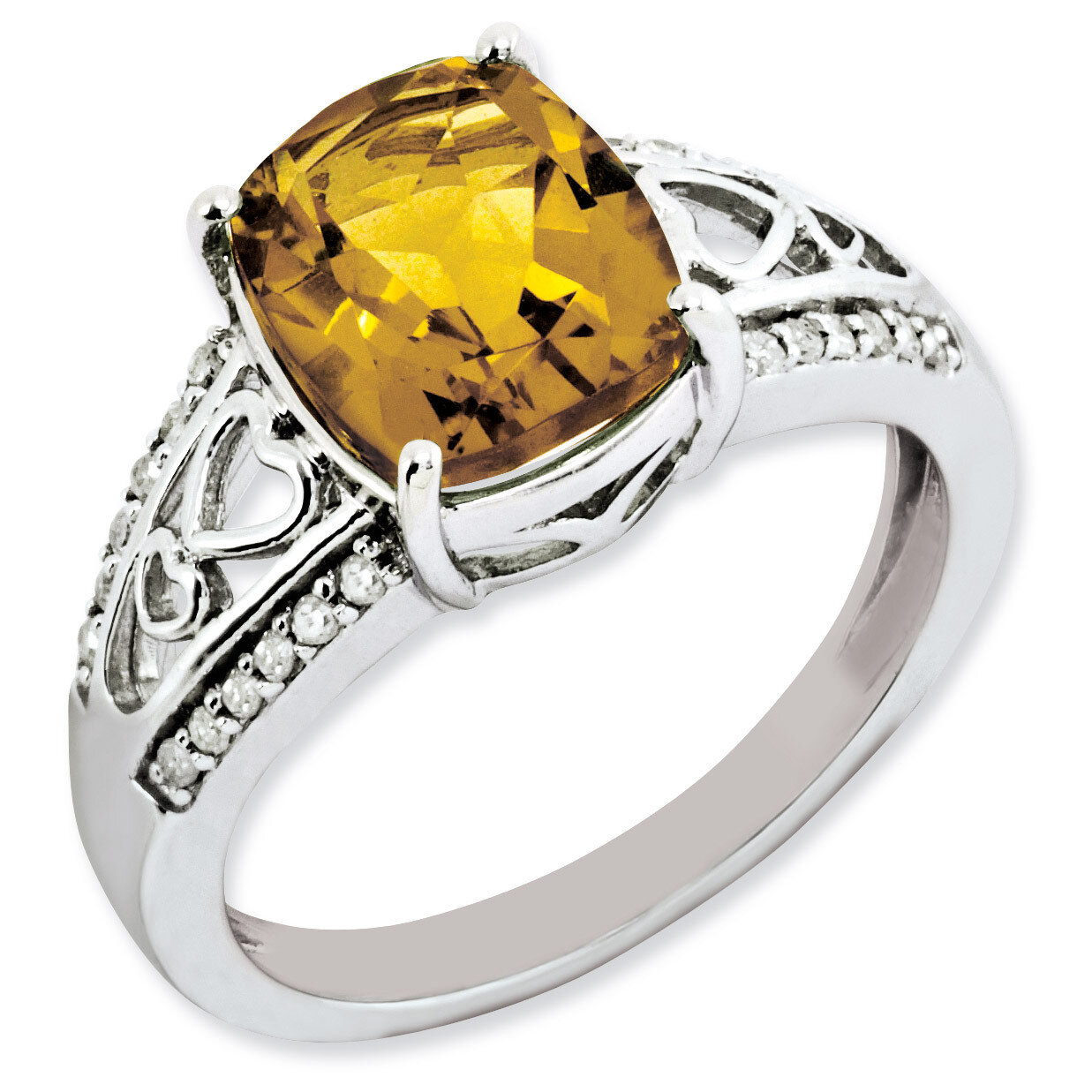 Whiskey Quartz Ring Sterling Silver Diamond QR3059WQ, MPN: QR3059WQ, 883957167671