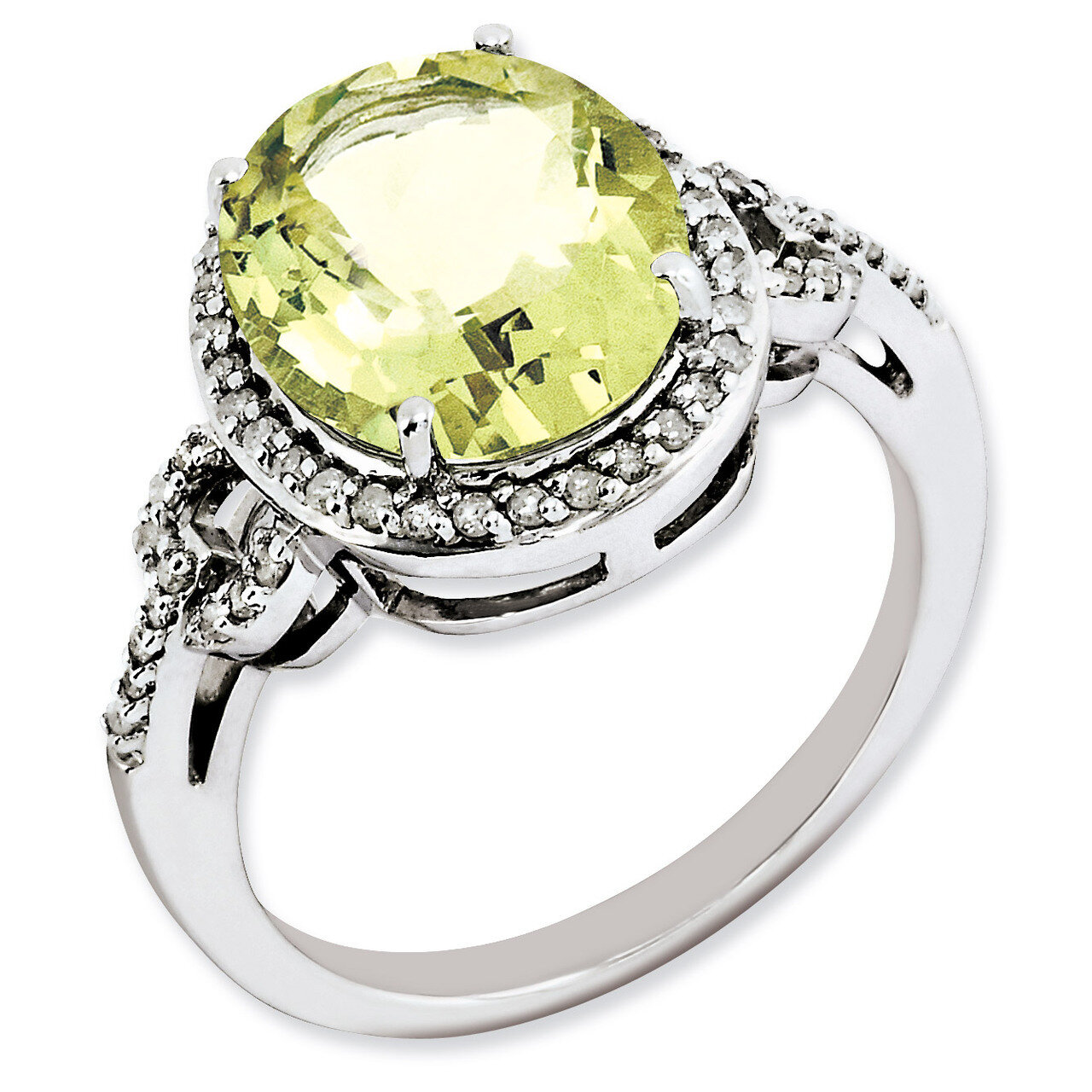 Lemon Quartz Ring Sterling Silver Diamond QR3063LQ, MPN: QR3063LQ, 883957403632