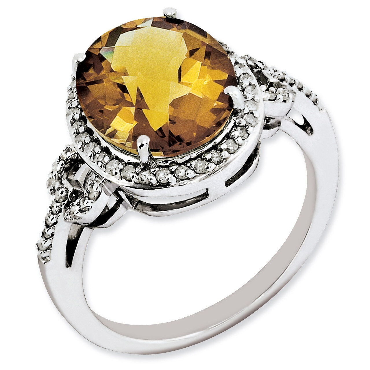 Oval Diamond &amp; Whiskey Quartz Ring Sterling Silver QR3063WQ, MPN: QR3063WQ, 883957362274