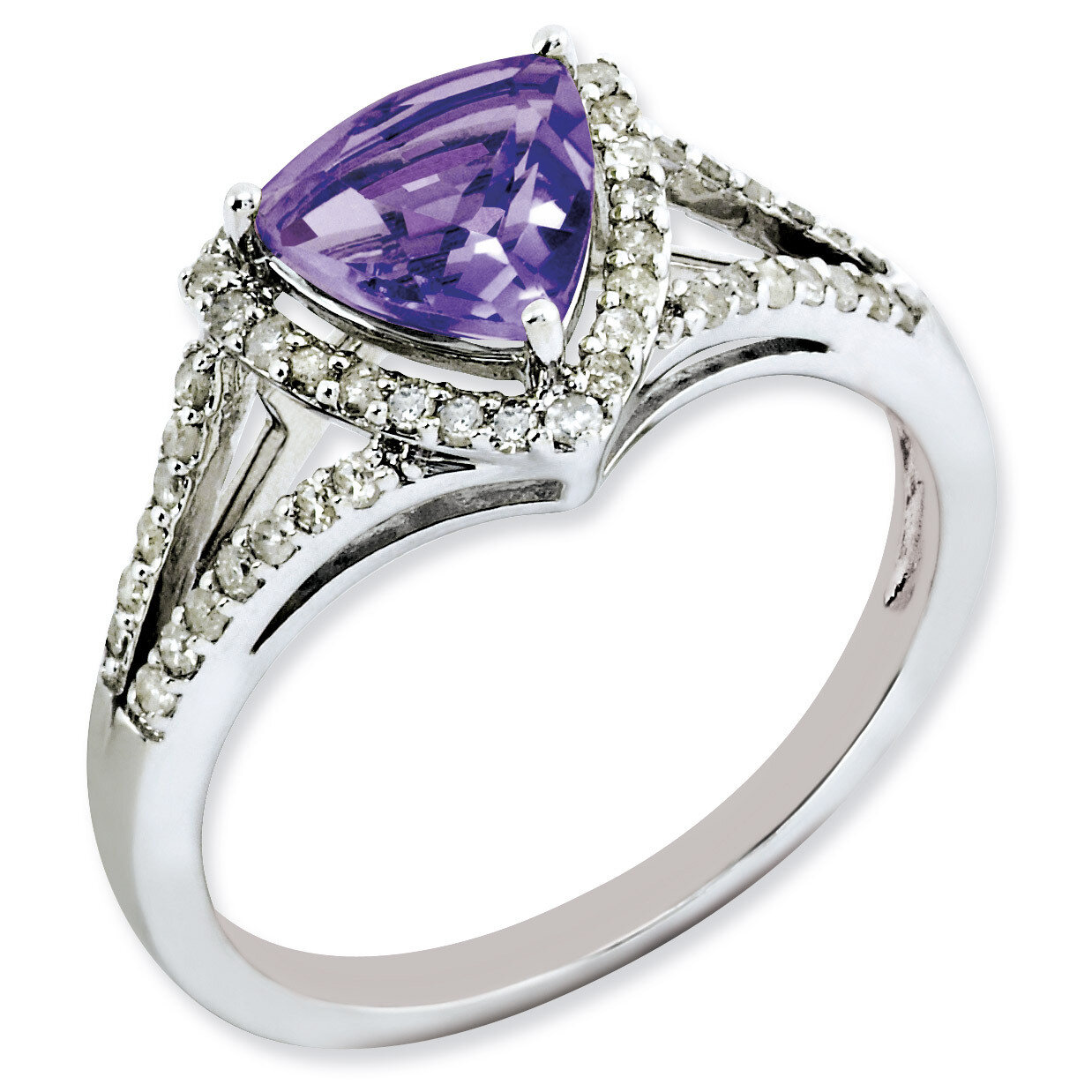Amethyst &amp; Diamond Ring Sterling Silver QR3068AM, MPN: QR3068AM, 886774670157