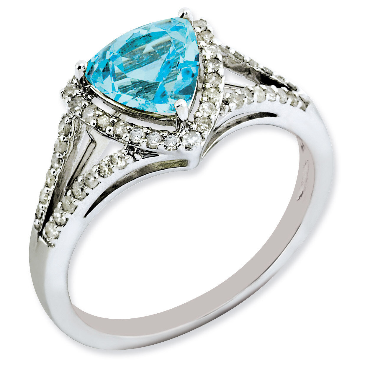 Blue Topaz &amp; Diamond Ring Sterling Silver QR3068BT, MPN: QR3068BT, 886774670218