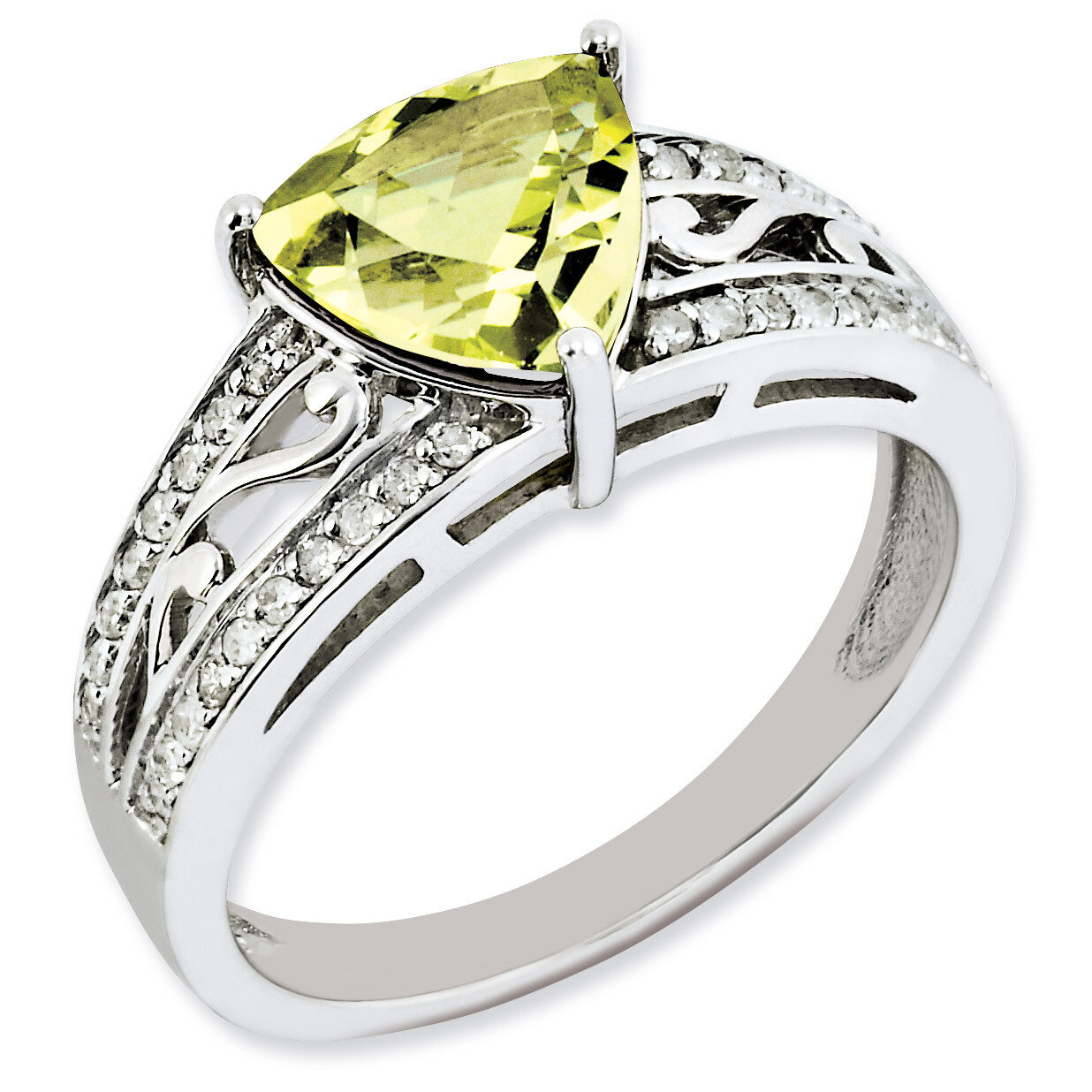 Lemon Quartz Ring Sterling Silver Diamond QR3069LQ, MPN: QR3069LQ, 883957147420