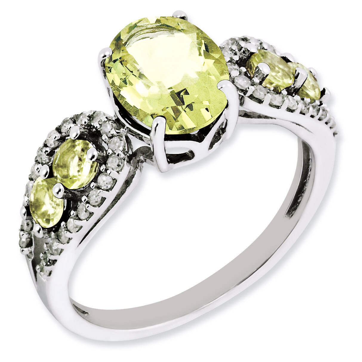 Lemon Quartz Ring Sterling Silver Diamond QR3073LQ, MPN: QR3073LQ, 883957159225