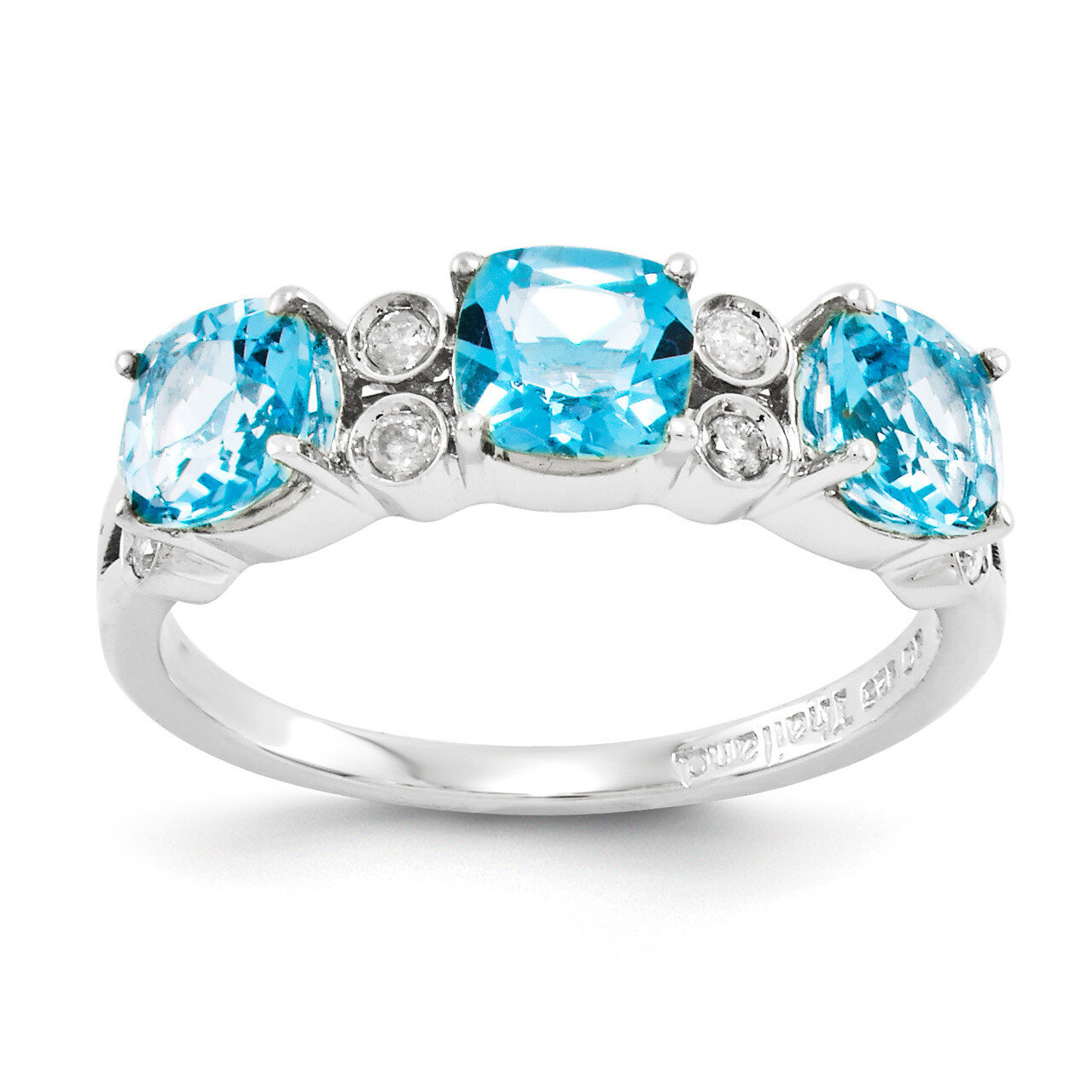 Light Swiss Blue Topaz Ring Sterling Silver Diamond QR3074LSBT, MPN: QR3074LSBT, 883957242866