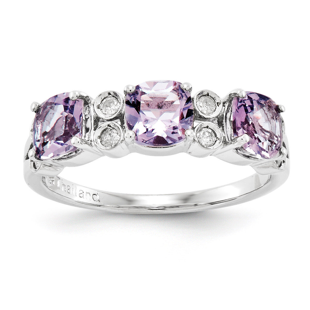 Pink Quartz Ring Sterling Silver Diamond QR3074PQ, MPN: QR3074PQ, 883957243009