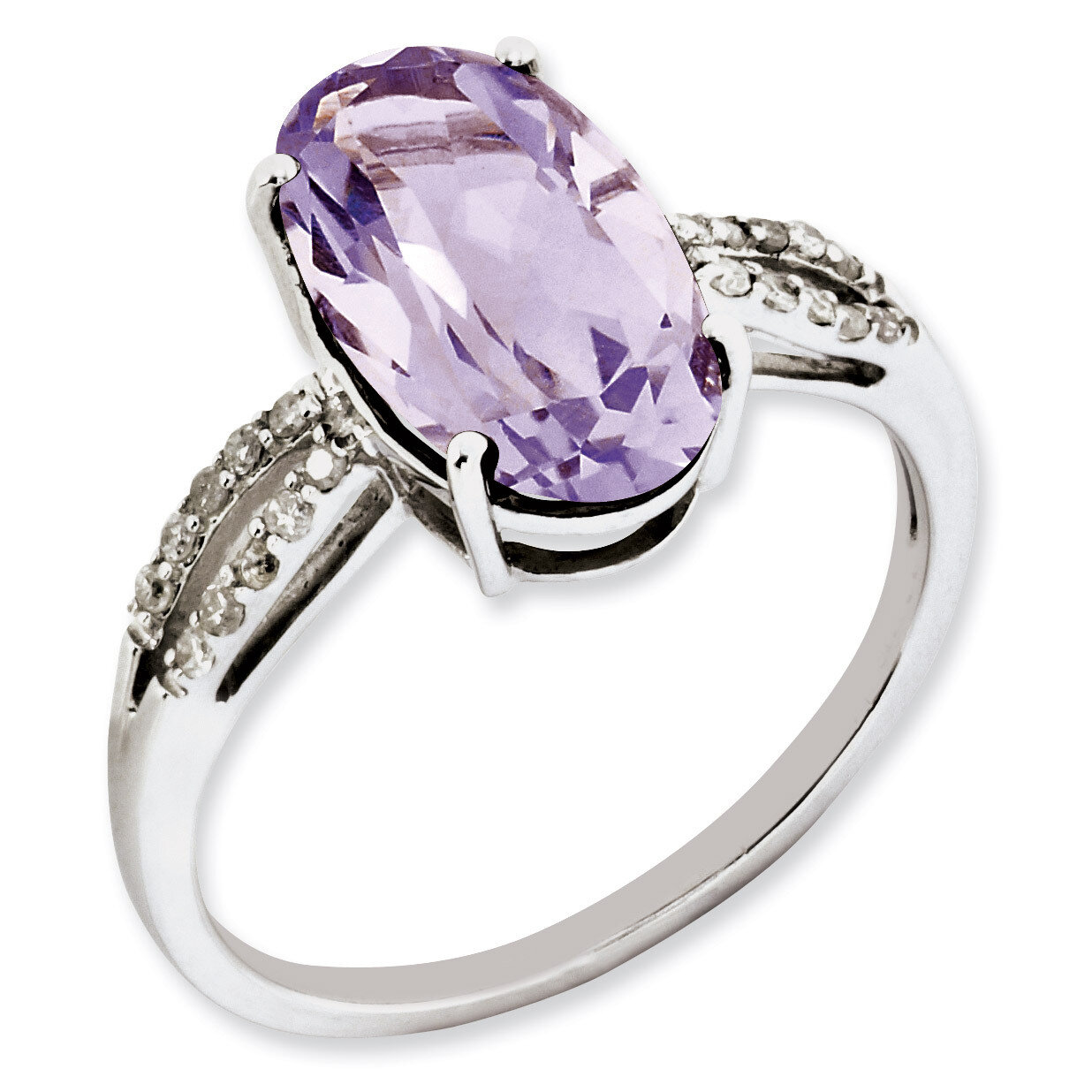 Oval Diamond &amp; Pink Quartz Ring Sterling Silver QR3078PQ, MPN: QR3078PQ, 883957403762