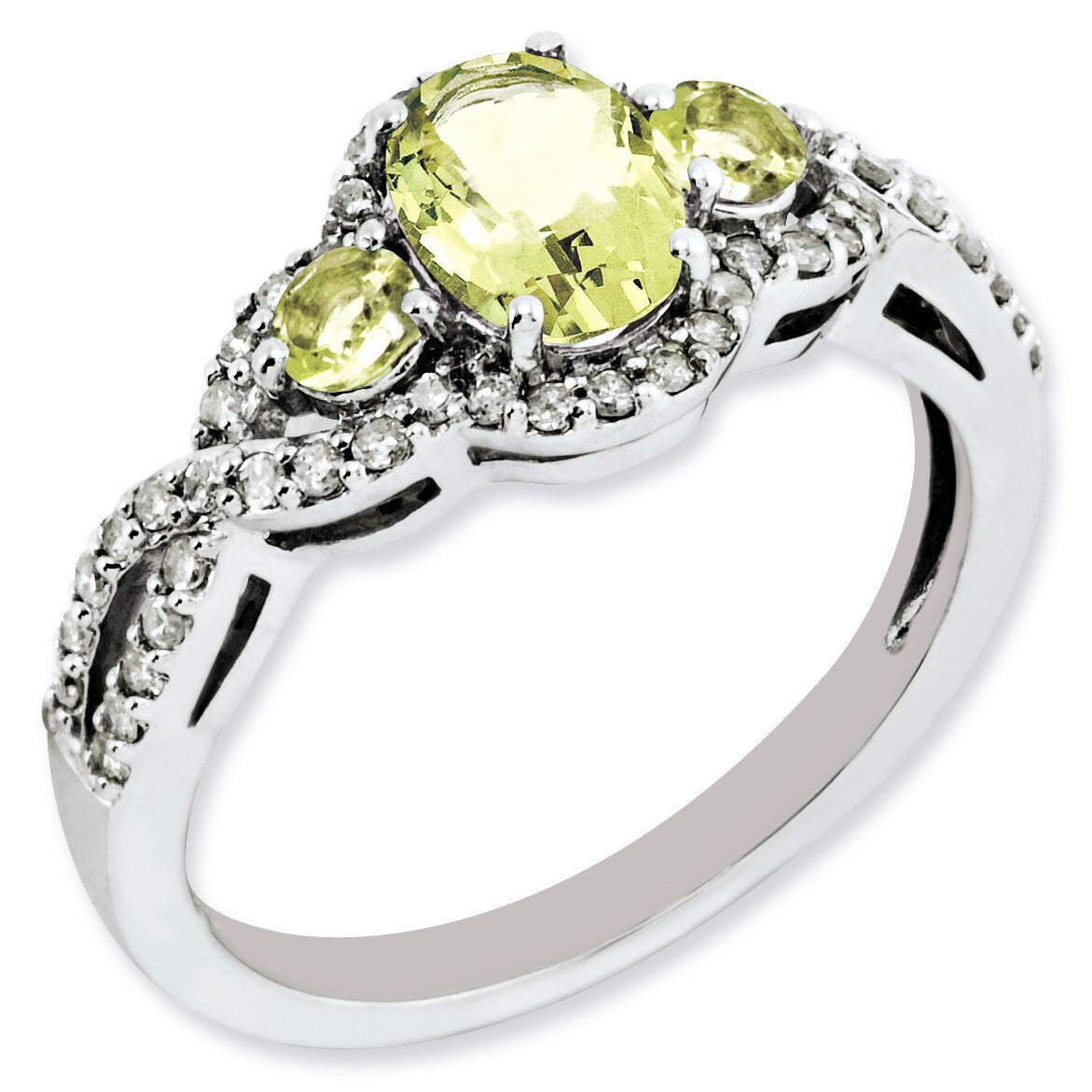Lemon Quartz Ring Sterling Silver Diamond QR3082LQ, MPN: QR3082LQ, 883957437033