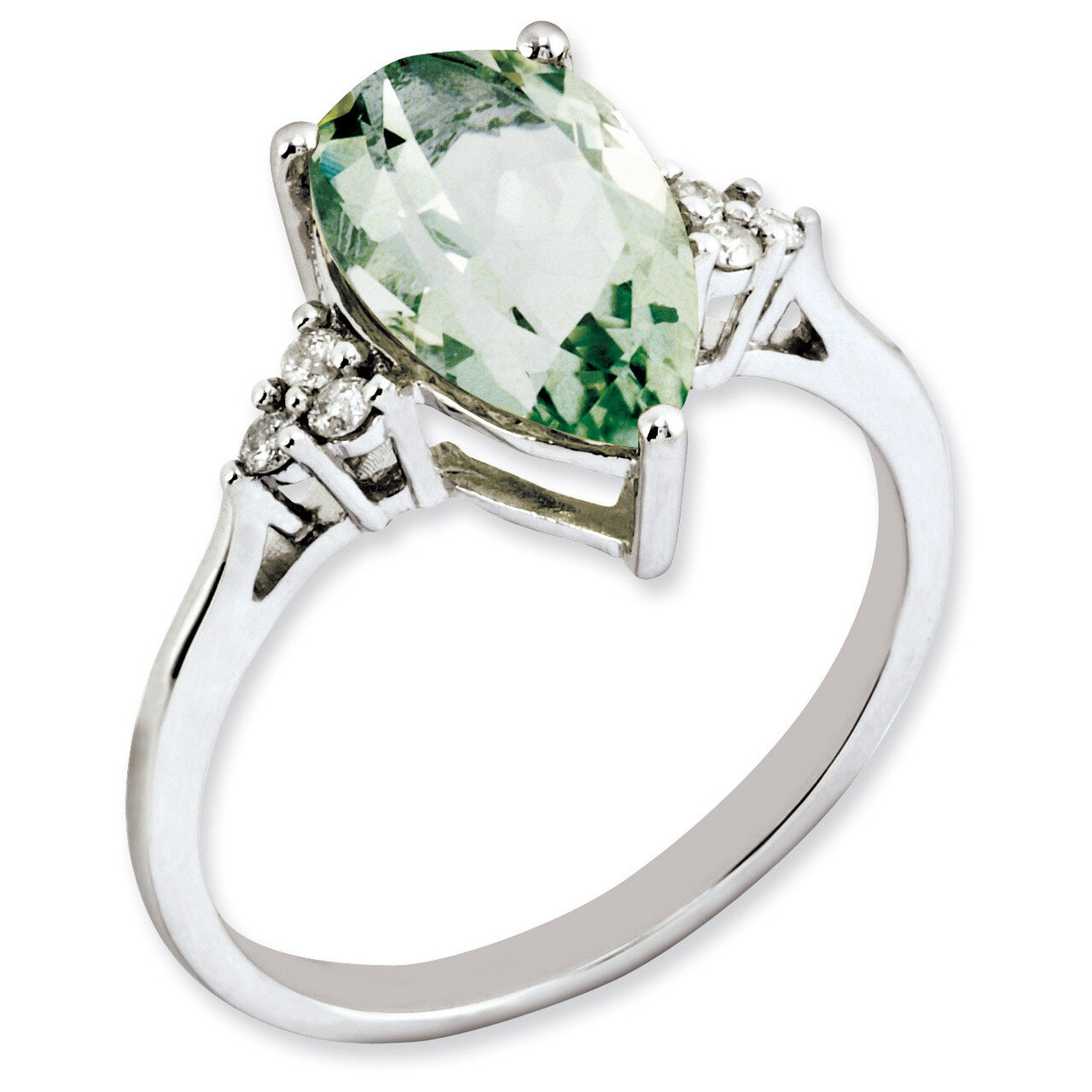 Green Quartz Ring Sterling Silver Diamond QR3083AG