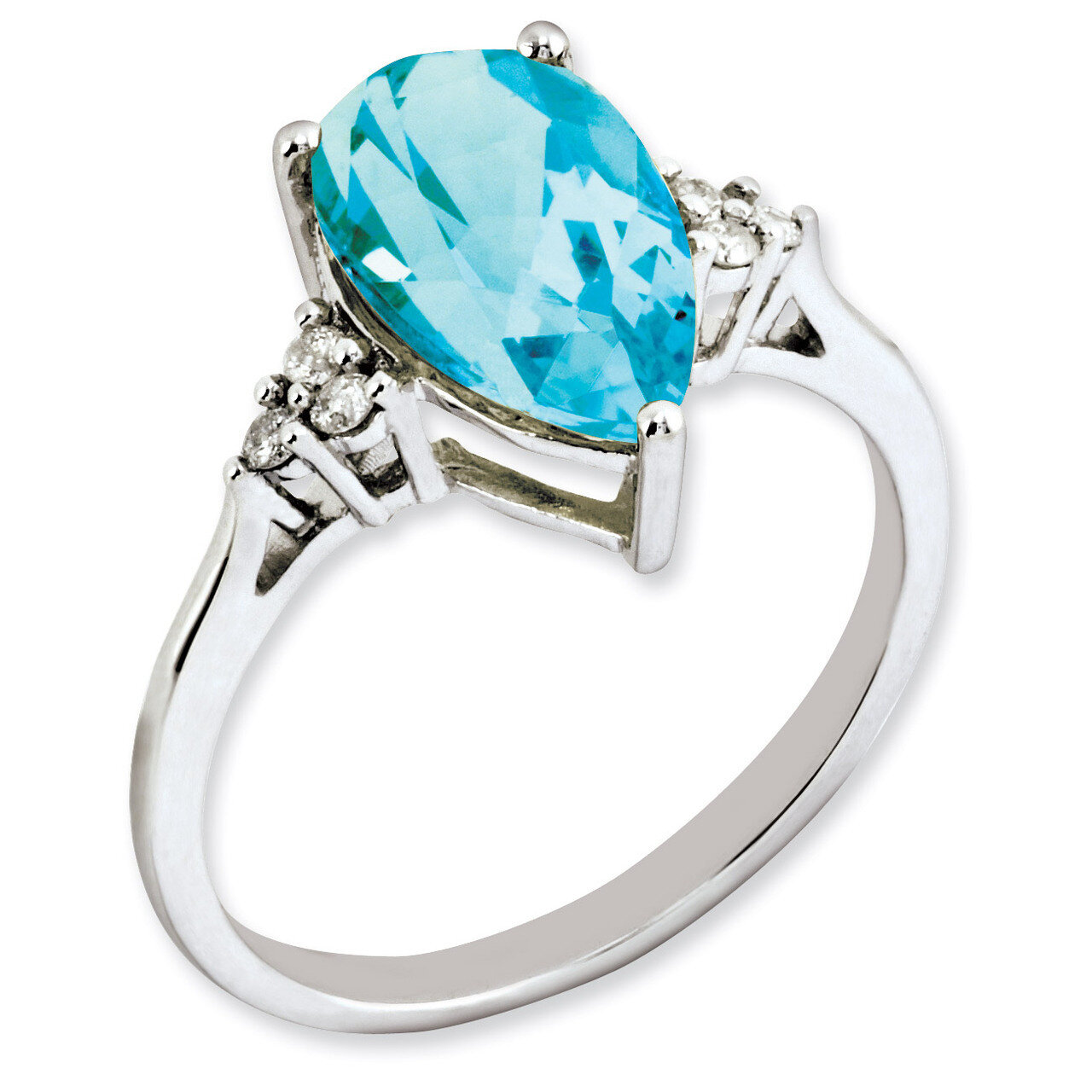 Blue Topaz &amp; Diamond Ring Sterling Silver QR3083BT, MPN: QR3083BT, 883957362588