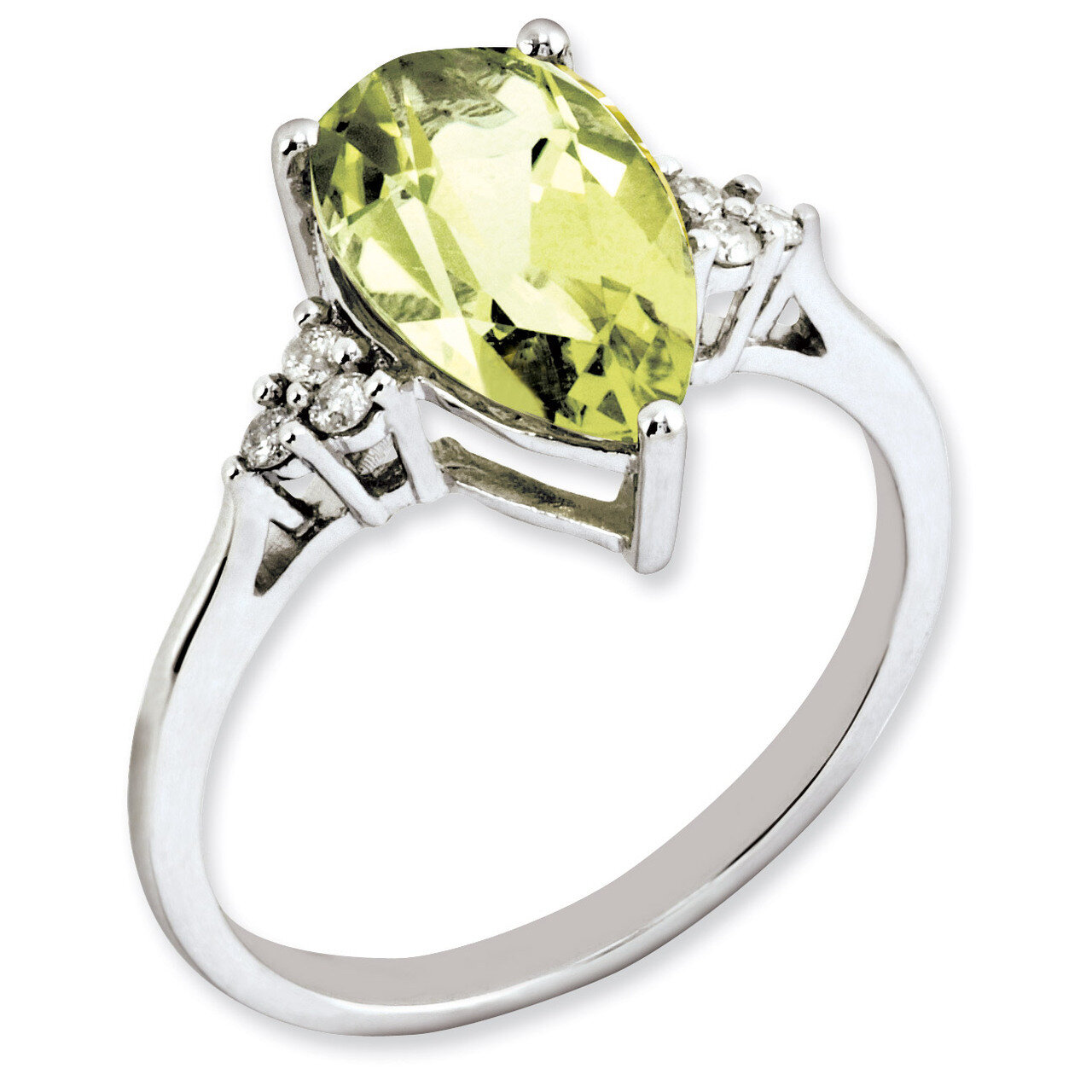 Lemon Quartz Ring Sterling Silver Diamond QR3083LQ, MPN: QR3083LQ, 883957403953