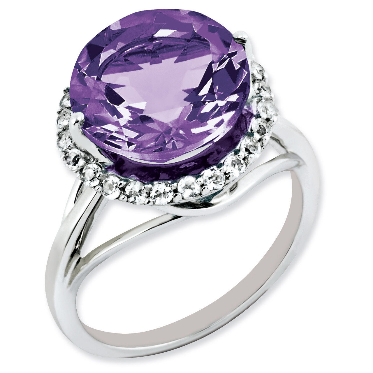 White Topaz &amp; Amethyst Ring Sterling Silver QR3084AM, MPN: QR3084AM, 883957650098