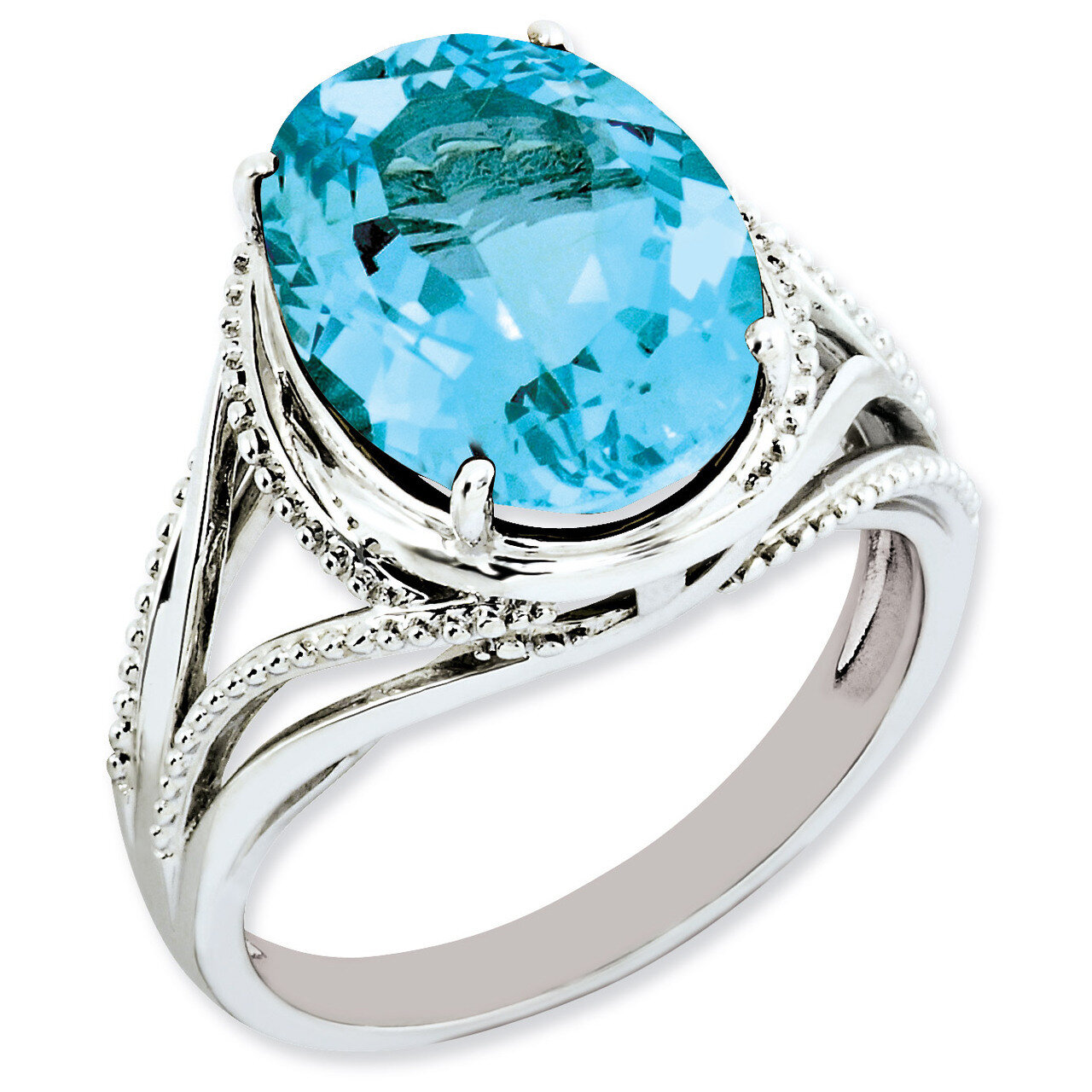 Light Swiss Blue Topaz Ring Sterling Silver QR3085LSBT, MPN: QR3085LSBT, 883957650678