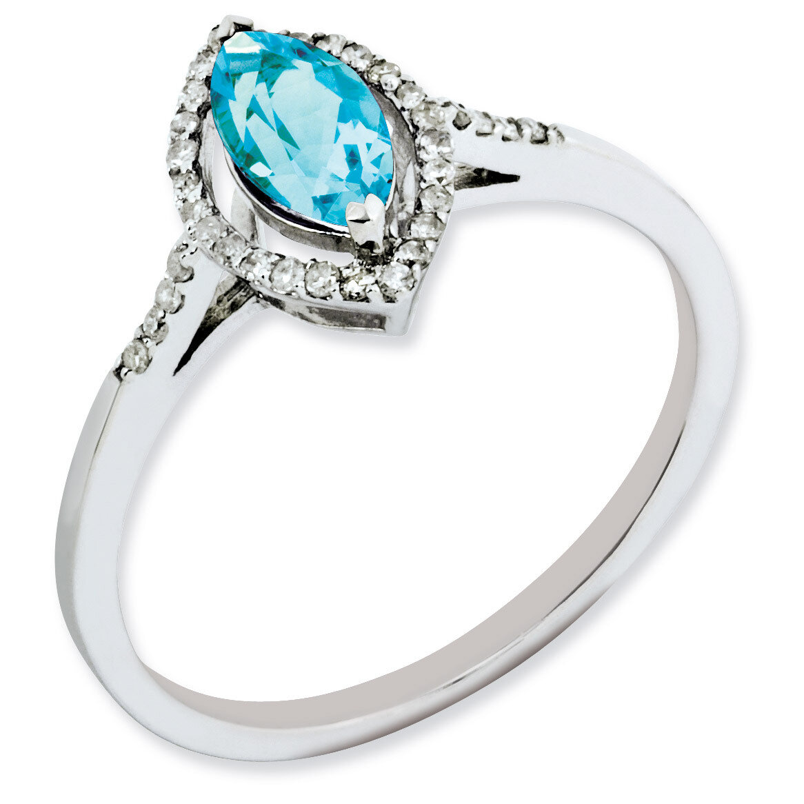 Blue Topaz &amp; Diamond Ring Sterling Silver QR3088BT, MPN: QR3088BT, 883957651781