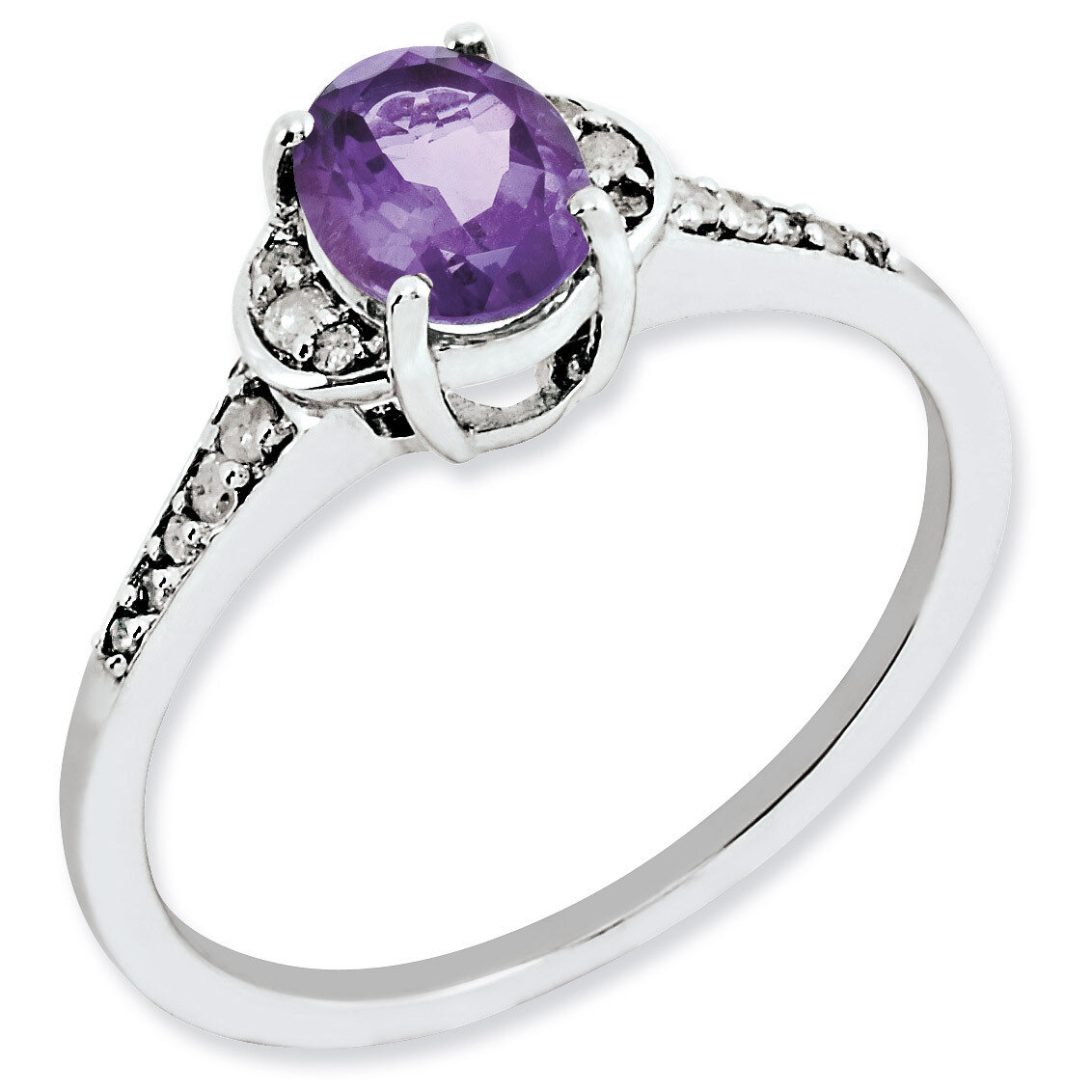 Amethyst Ring Sterling Silver Diamond QR3091AM, MPN: QR3091AM, 883957653150