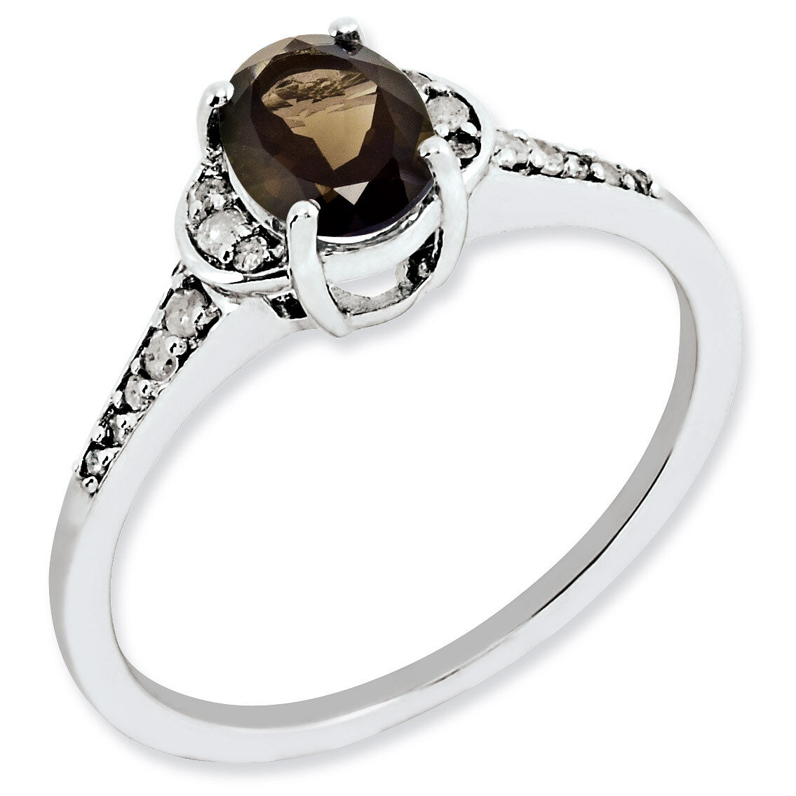 Smoky Quartz &amp; Diamond Ring Sterling Silver QR3091SQ, MPN: QR3091SQ, 883957653433