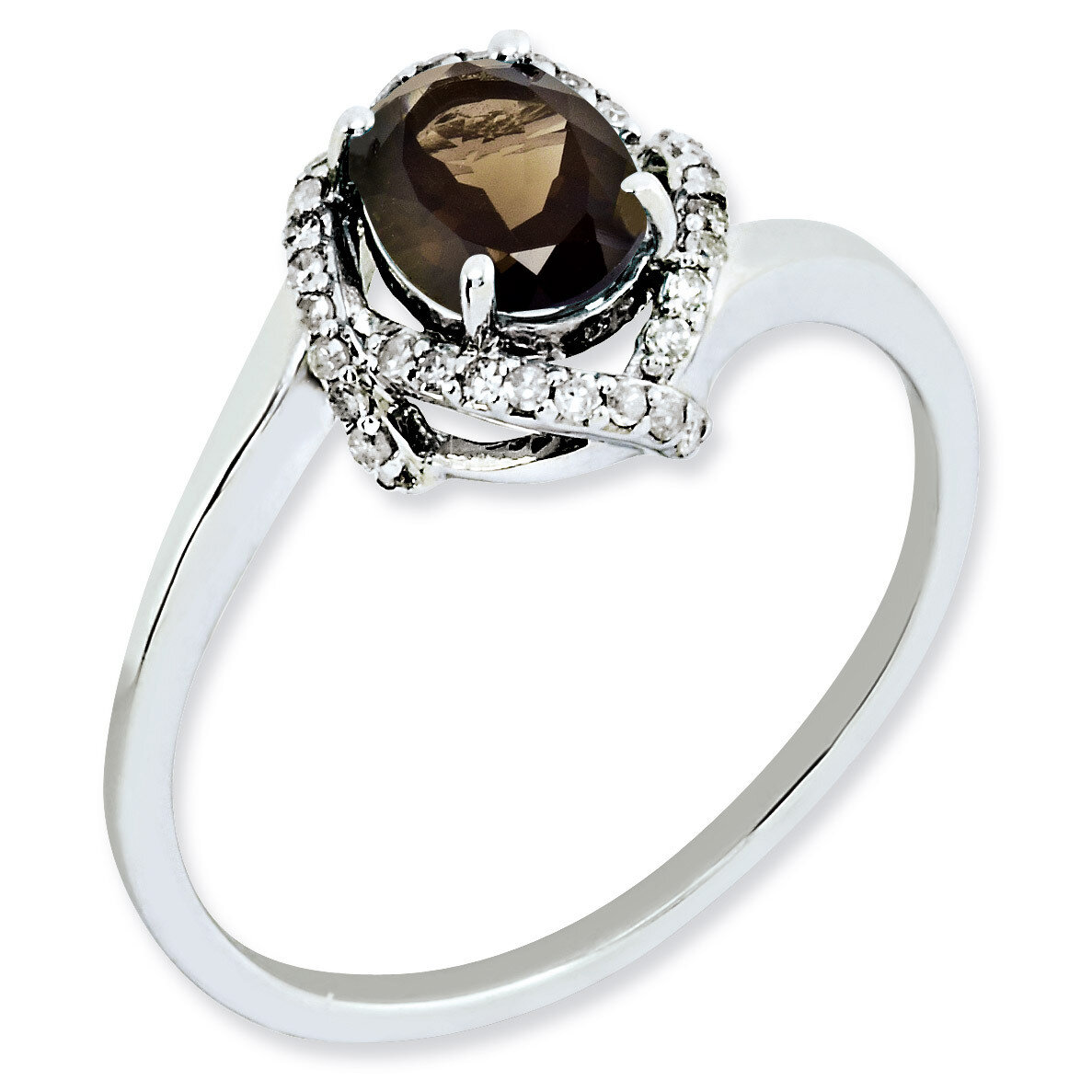 Smoky Quartz &amp; Diamond Ring Sterling Silver QR3092SQ, MPN: QR3092SQ, 883957653891
