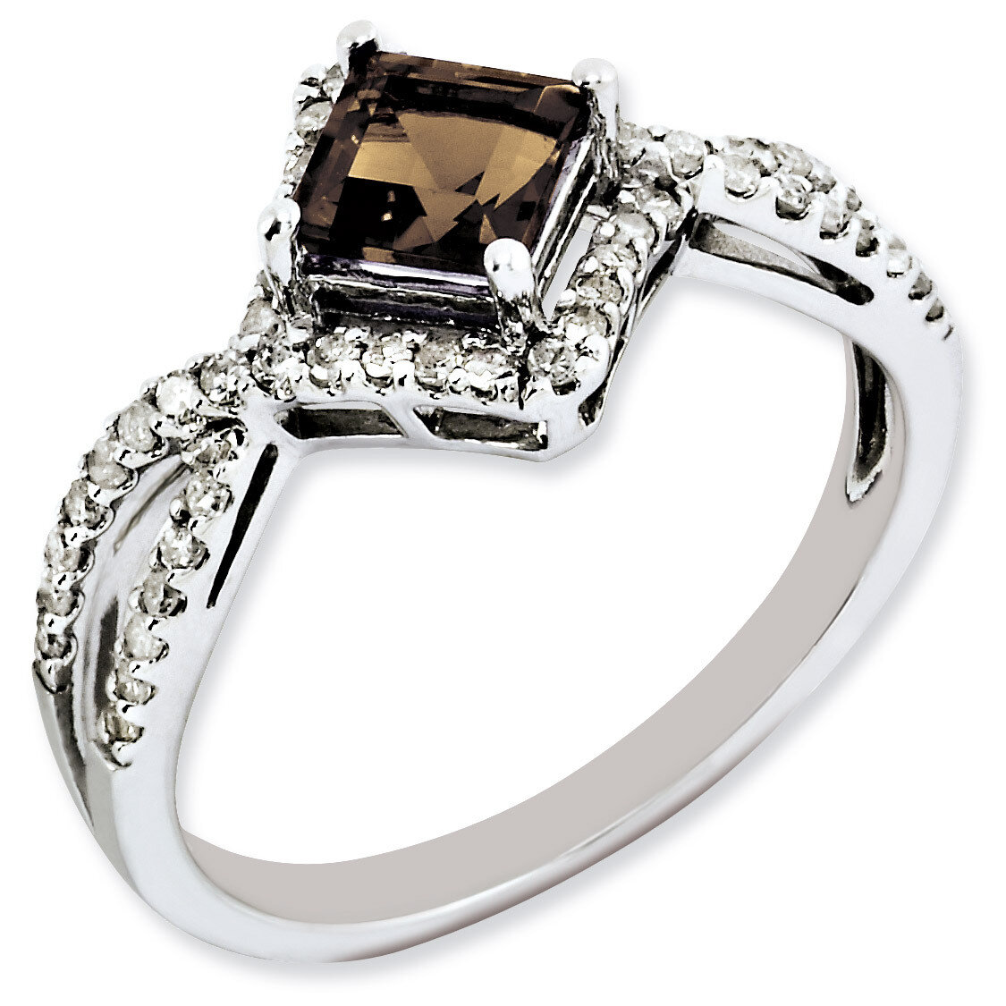 Smoky Quartz &amp; Diamond Ring Sterling Silver QR3093SQ, MPN: QR3093SQ, 883957156668