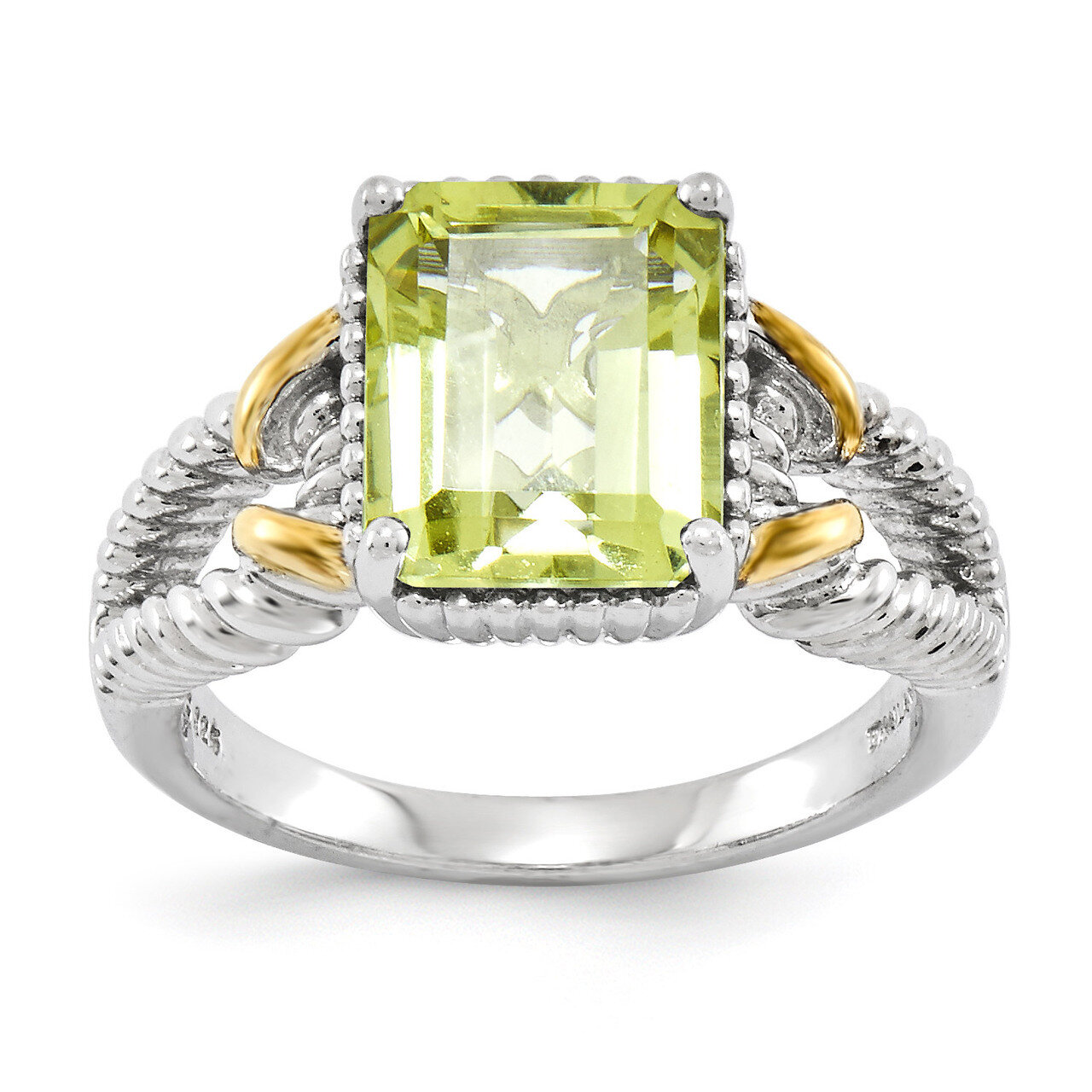 w/ Flash Gold-plate Lemon Quartz Ring Sterling Silver QR3168LQ, MPN: QR3168LQ, 883957362977