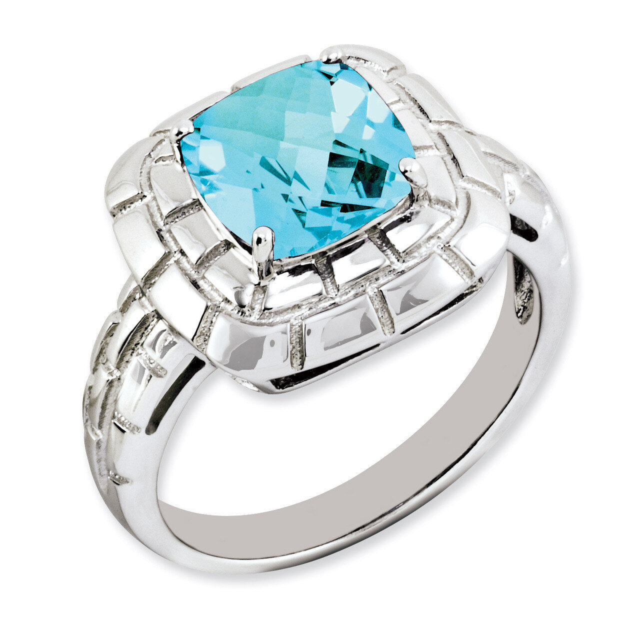 Blue Topaz Ring Sterling Silver QR3171BT, MPN: QR3171BT, 883957363103