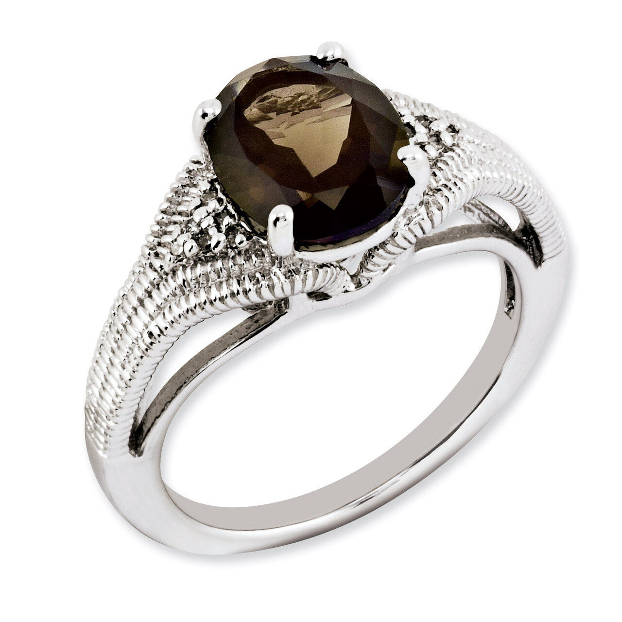 Smoky Quartz &amp; Diamond Ring Sterling Silver QR3175SQ, MPN: QR3175SQ, 883957404257