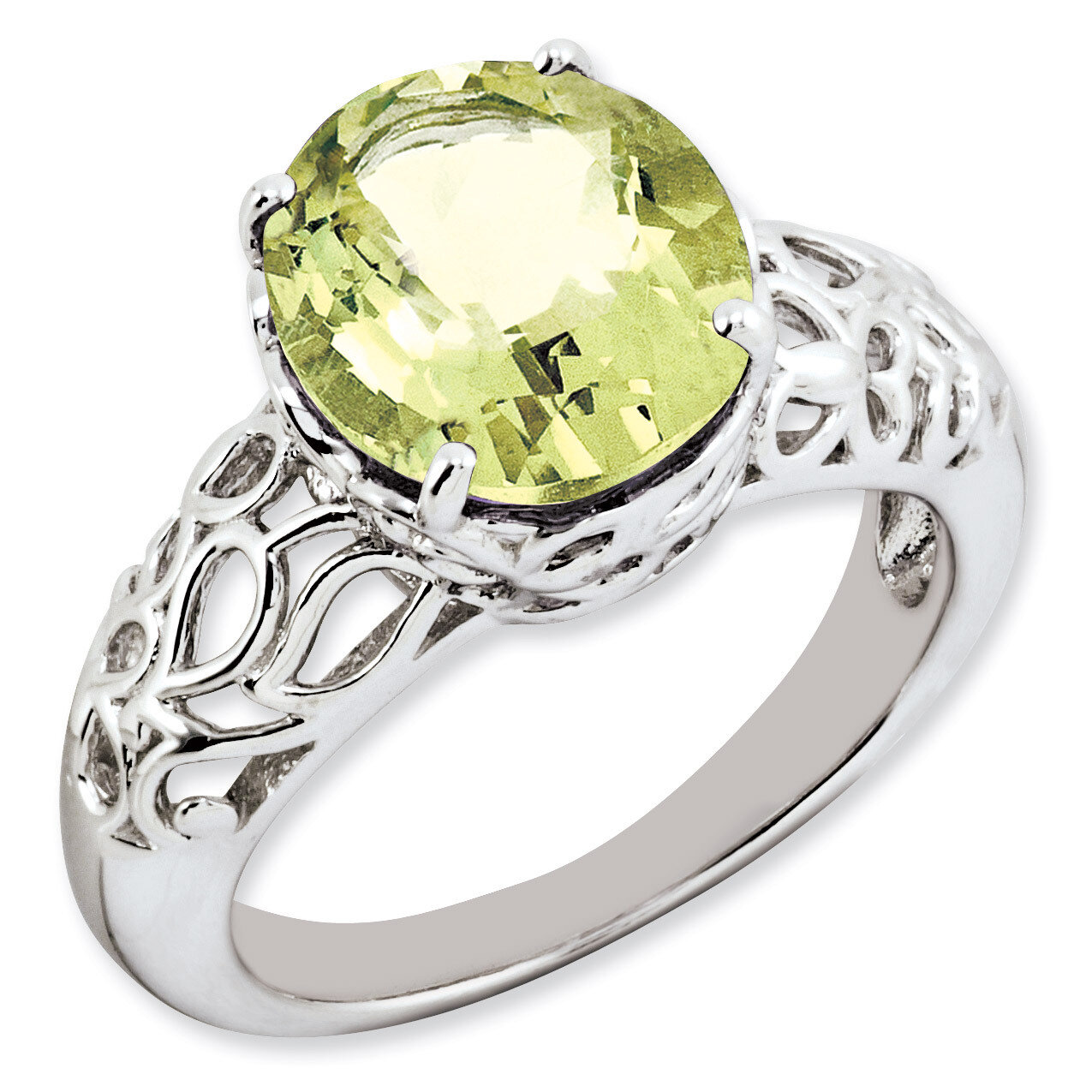 Oval Lemon Quartz Ring Sterling Silver QR3178LQ, MPN: QR3178LQ, 883957404332