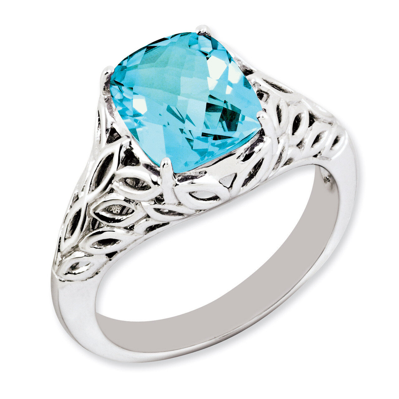 Blue Topaz Ring Sterling Silver QR3181BT, MPN: QR3181BT, 883957661766