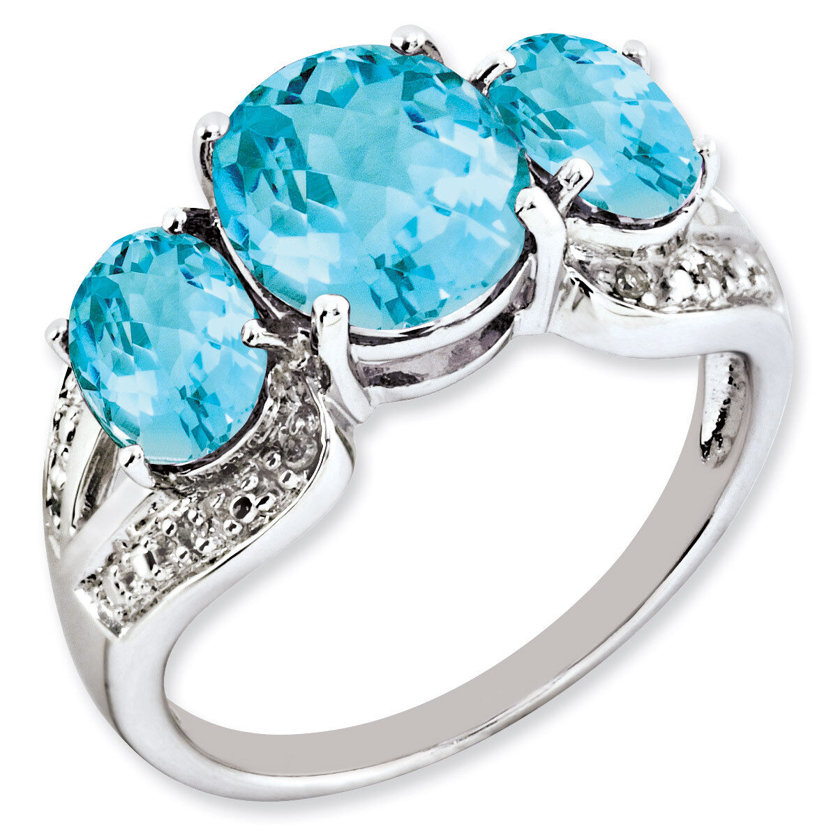 Blue Topaz &amp; Diamond Ring Sterling Silver QR3184BT, MPN: QR3184BT, 883957662671